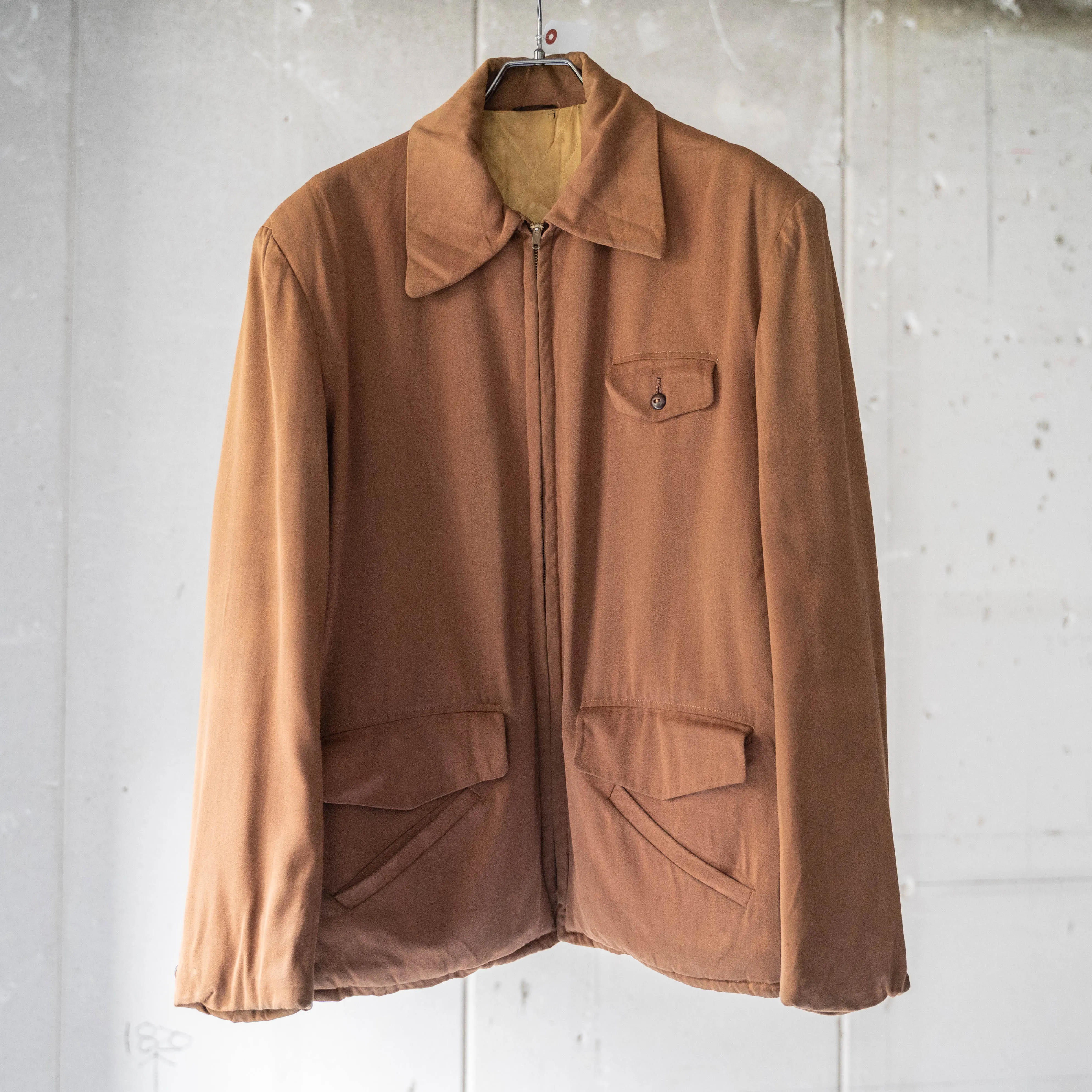 1950s USA brown color gabardine zip up jacket