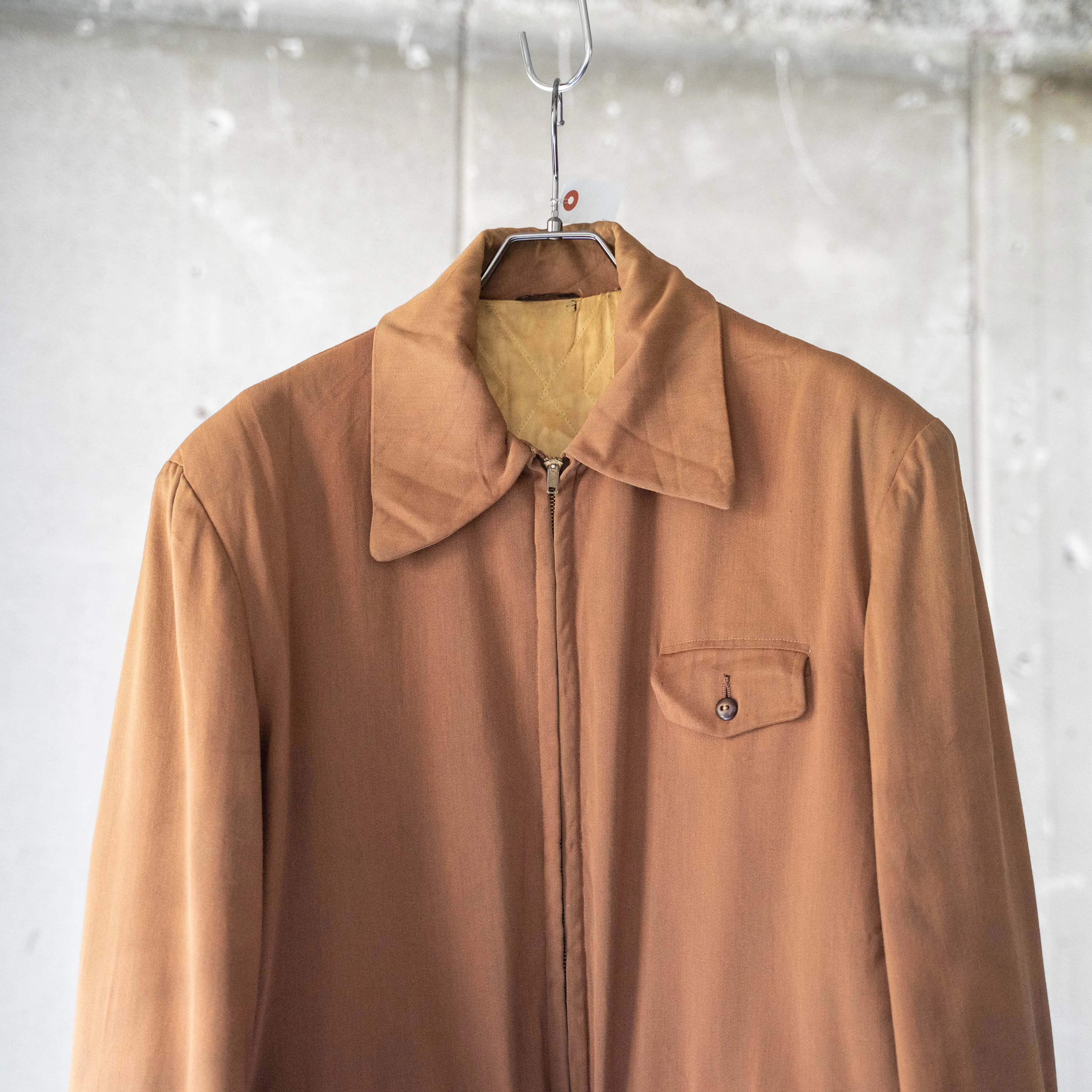 1950s USA brown color gabardine zip up jacket