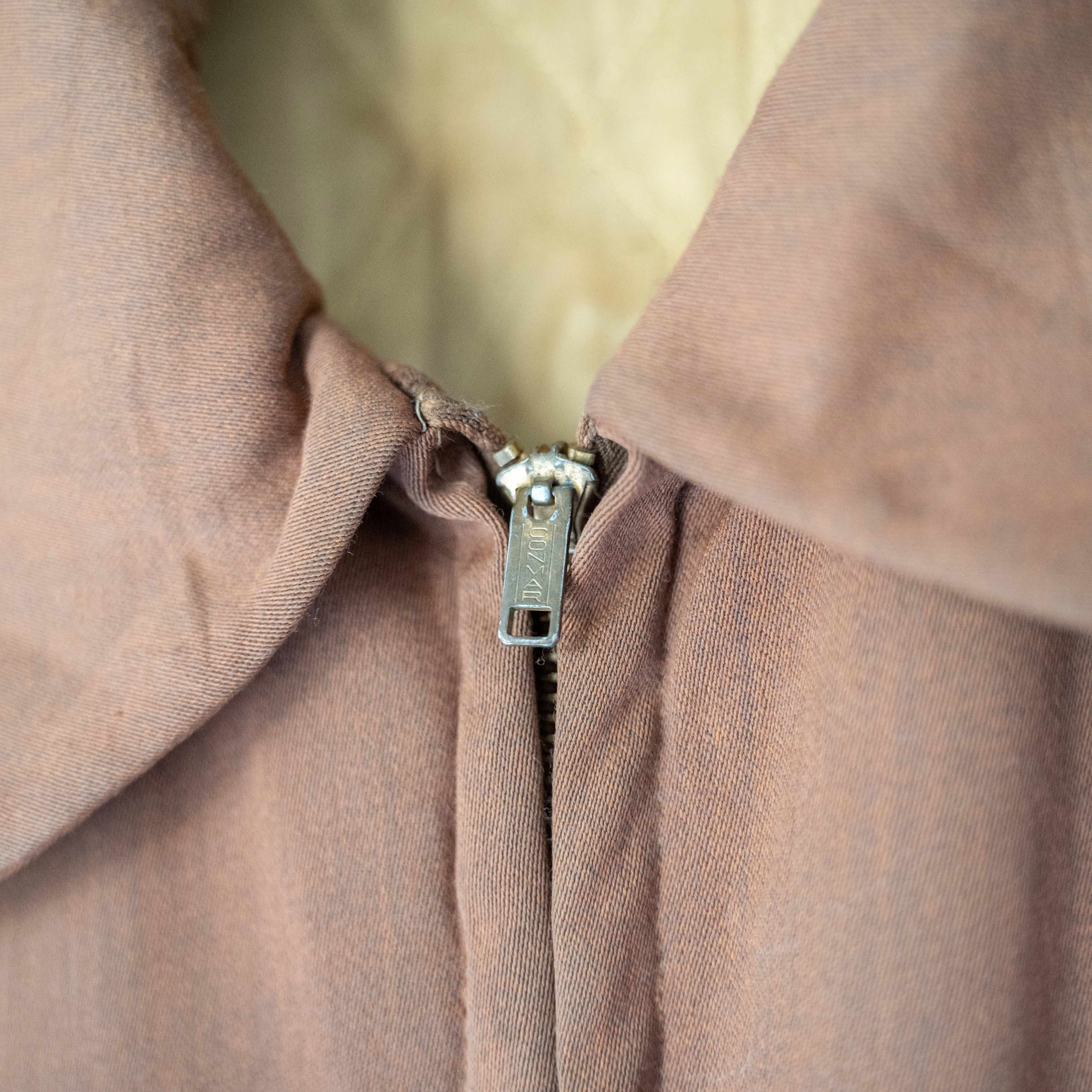 1950s USA brown color gabardine zip up jacket