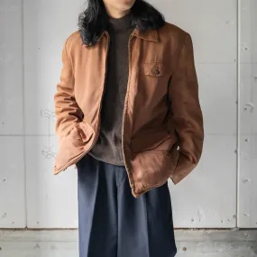 1950s USA brown color gabardine zip up jacket