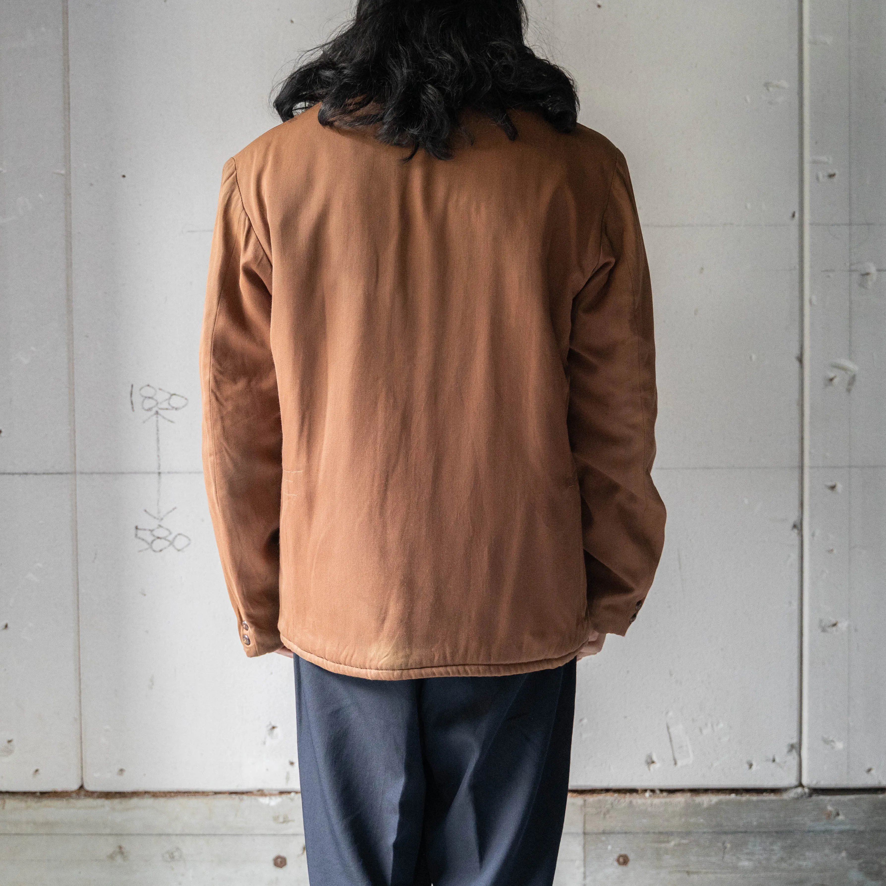 1950s USA brown color gabardine zip up jacket