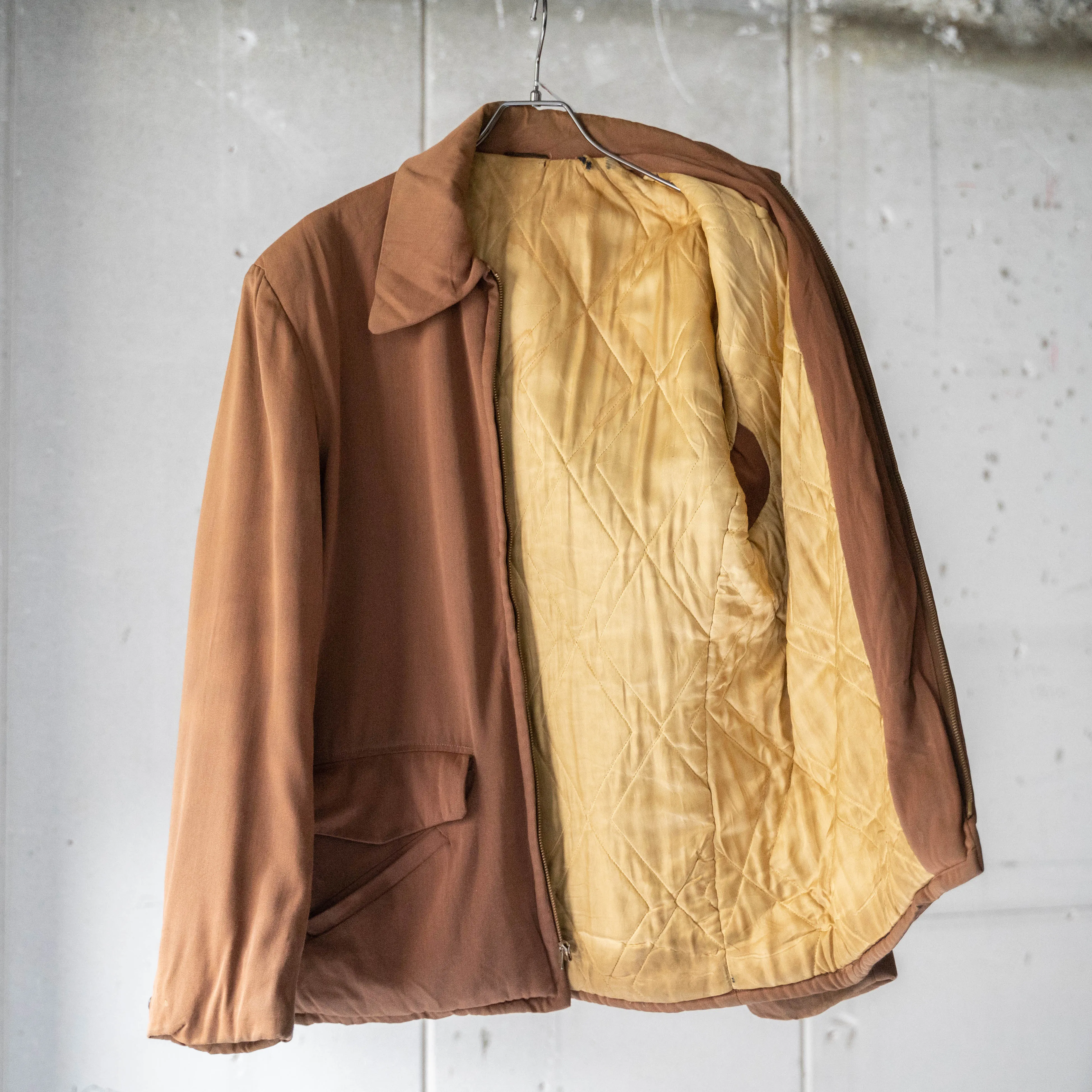 1950s USA brown color gabardine zip up jacket