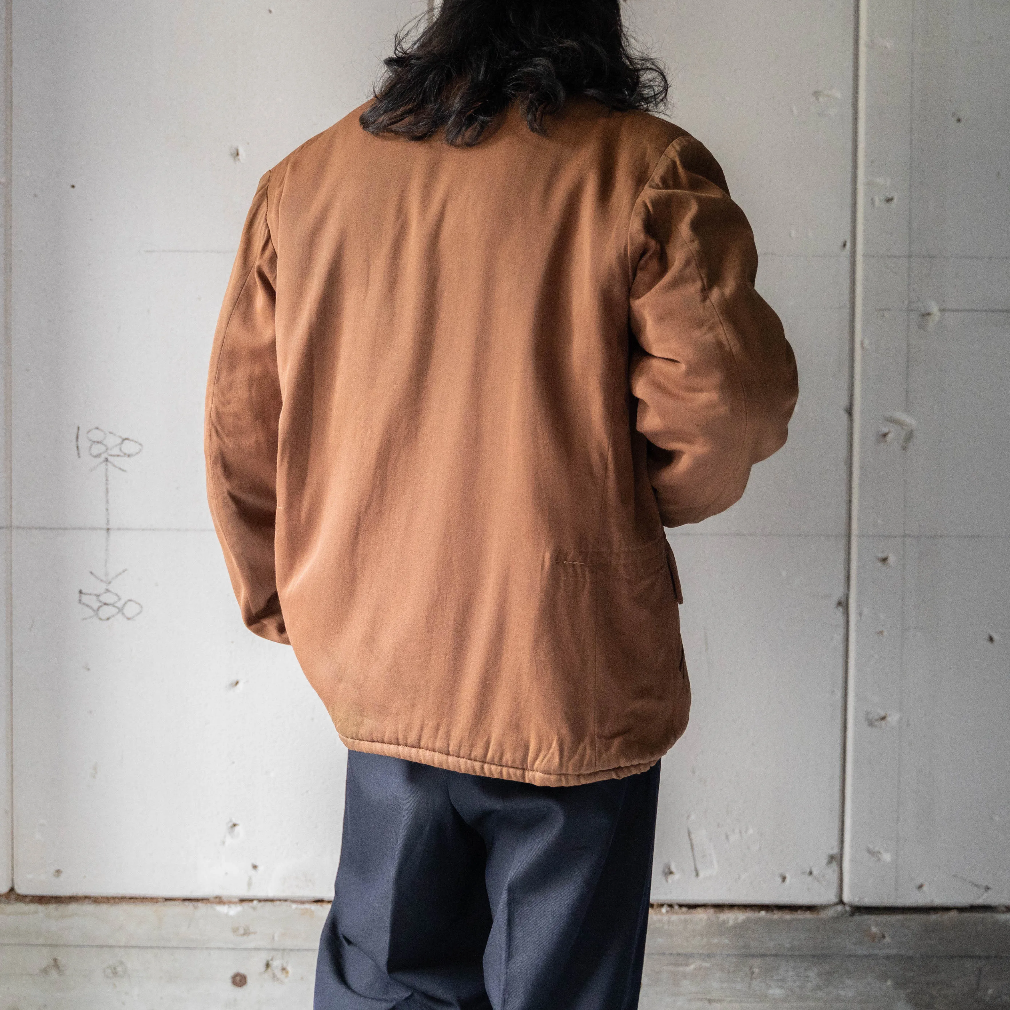 1950s USA brown color gabardine zip up jacket