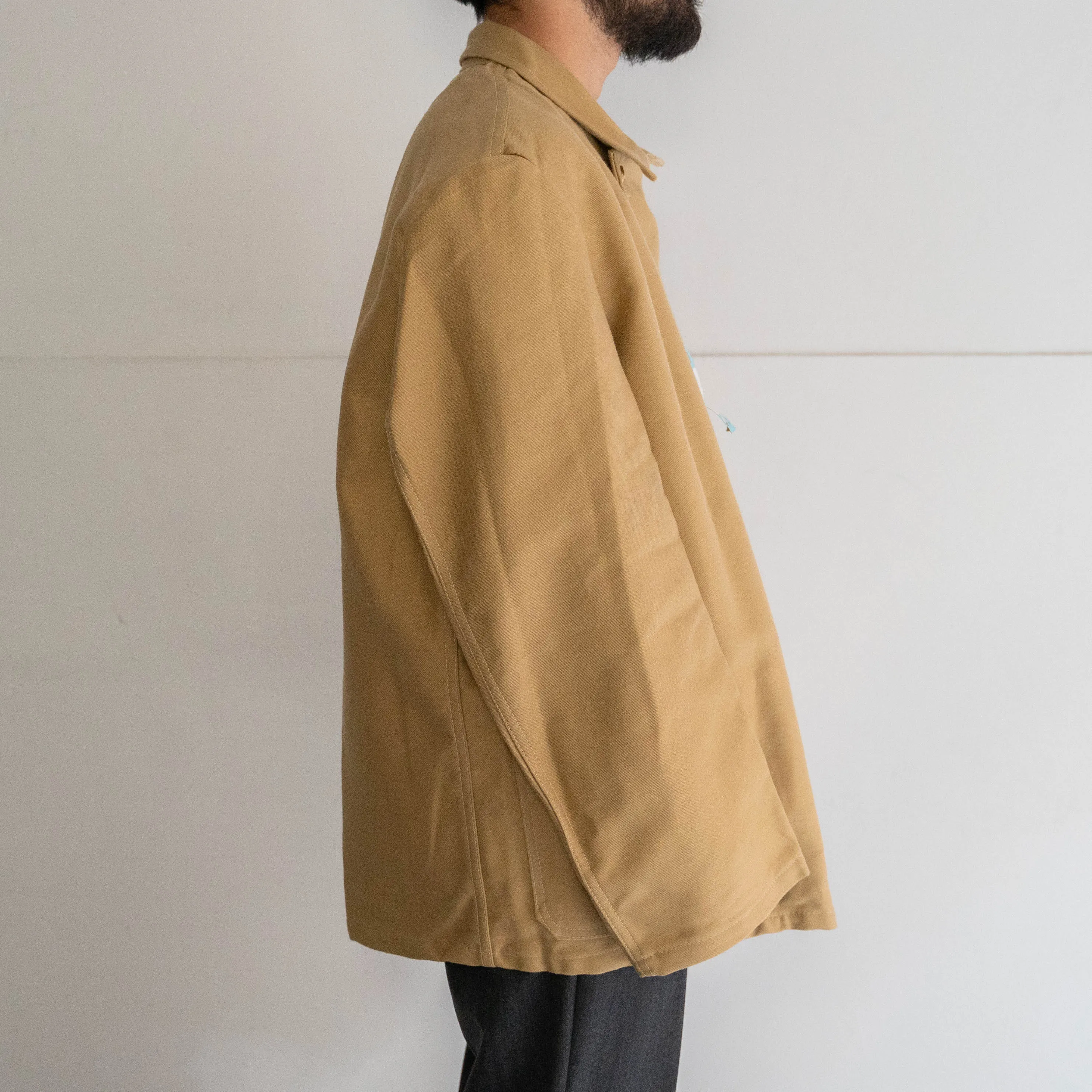 1970s German beige color elephantskin double breasted work jacket 'deadstock'