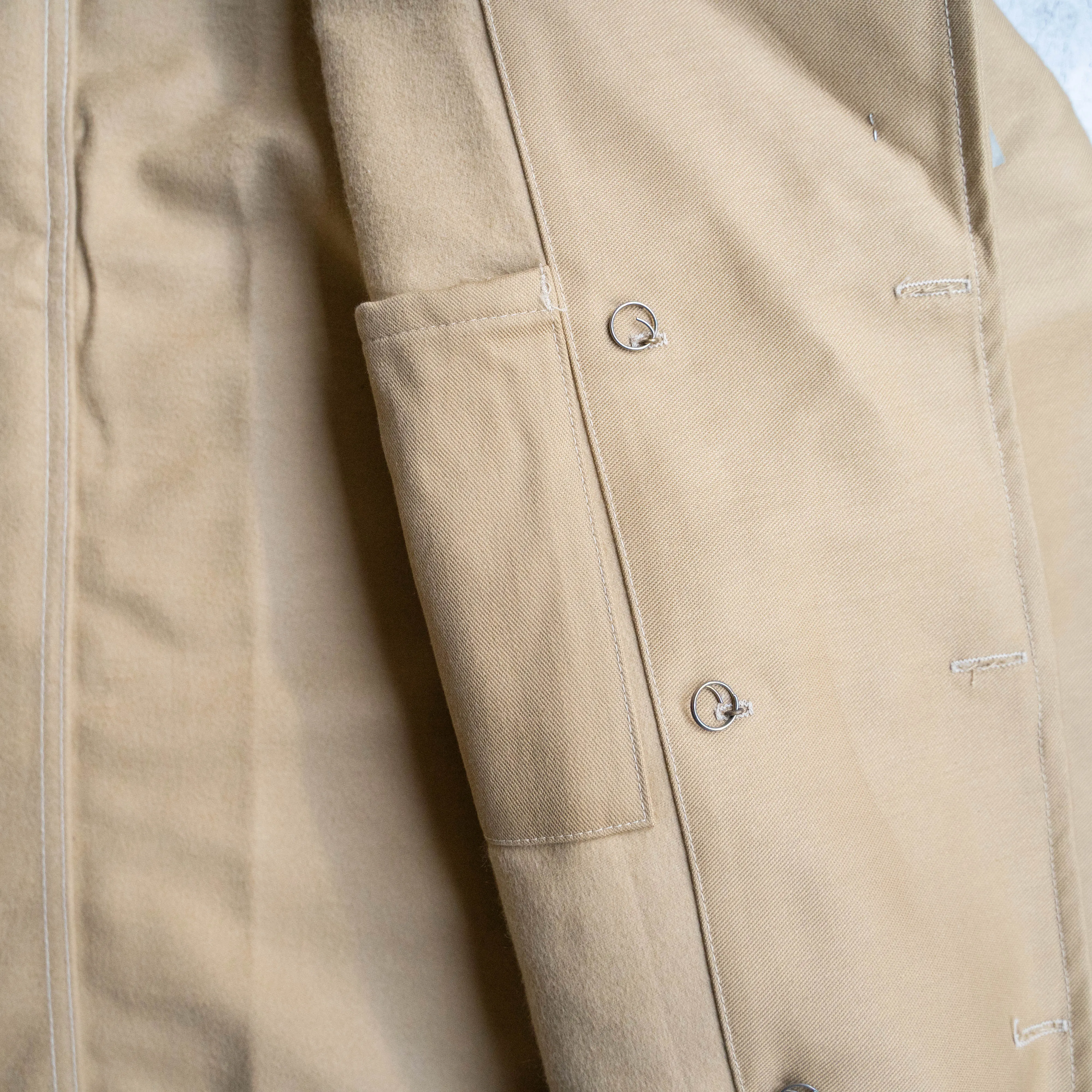 1970s German beige color elephantskin double breasted work jacket 'deadstock'