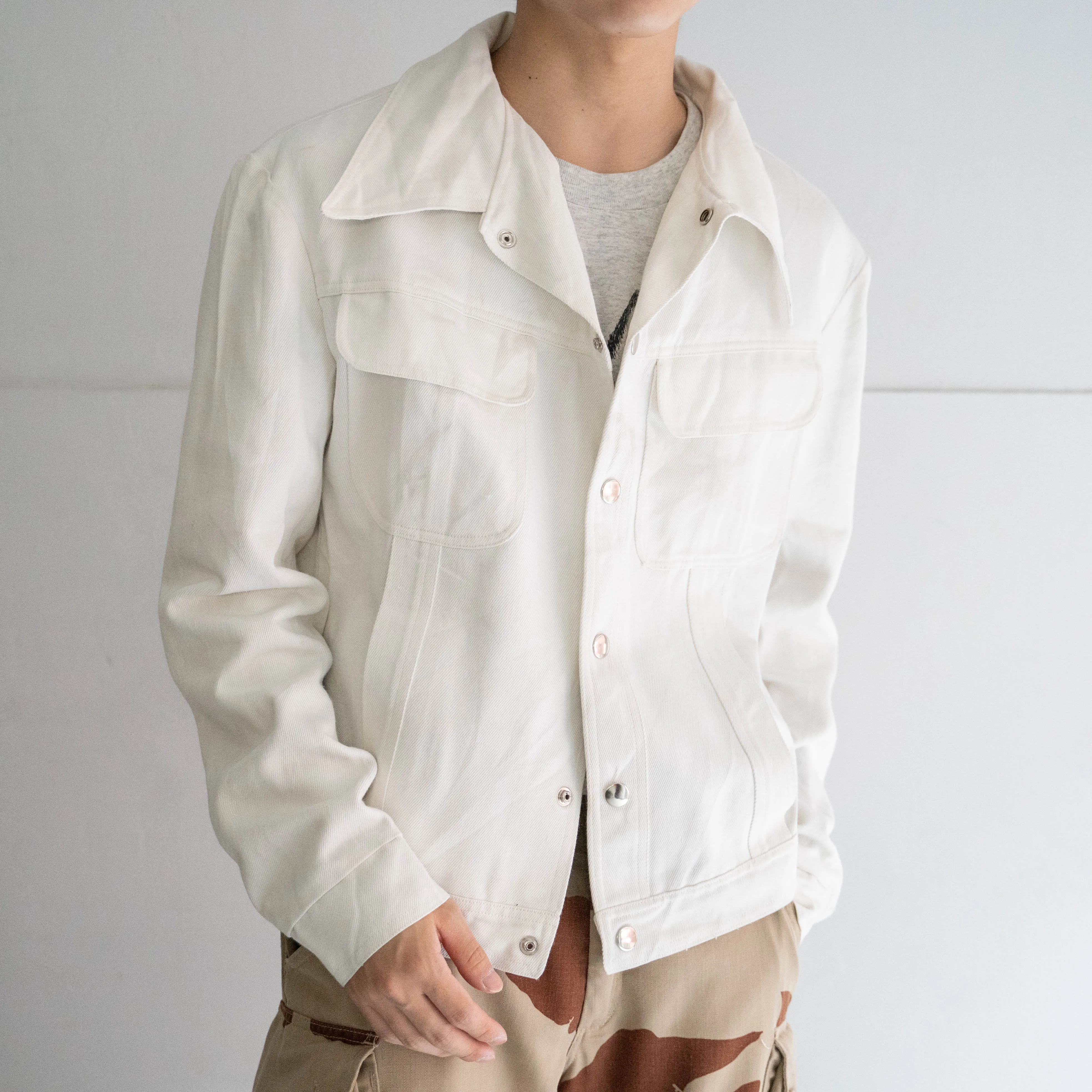 1970s white color tracker jacket 'big collar'