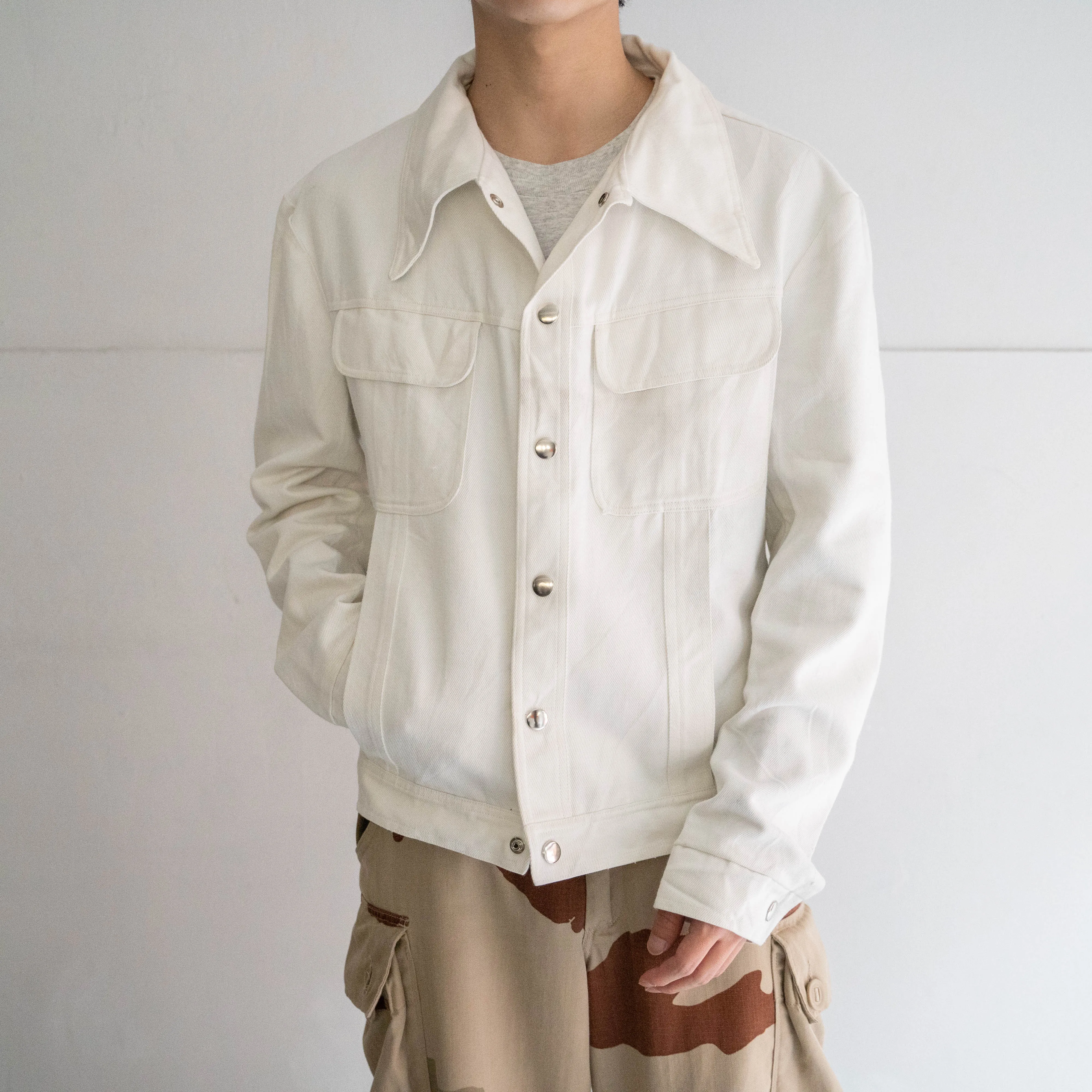 1970s white color tracker jacket 'big collar'