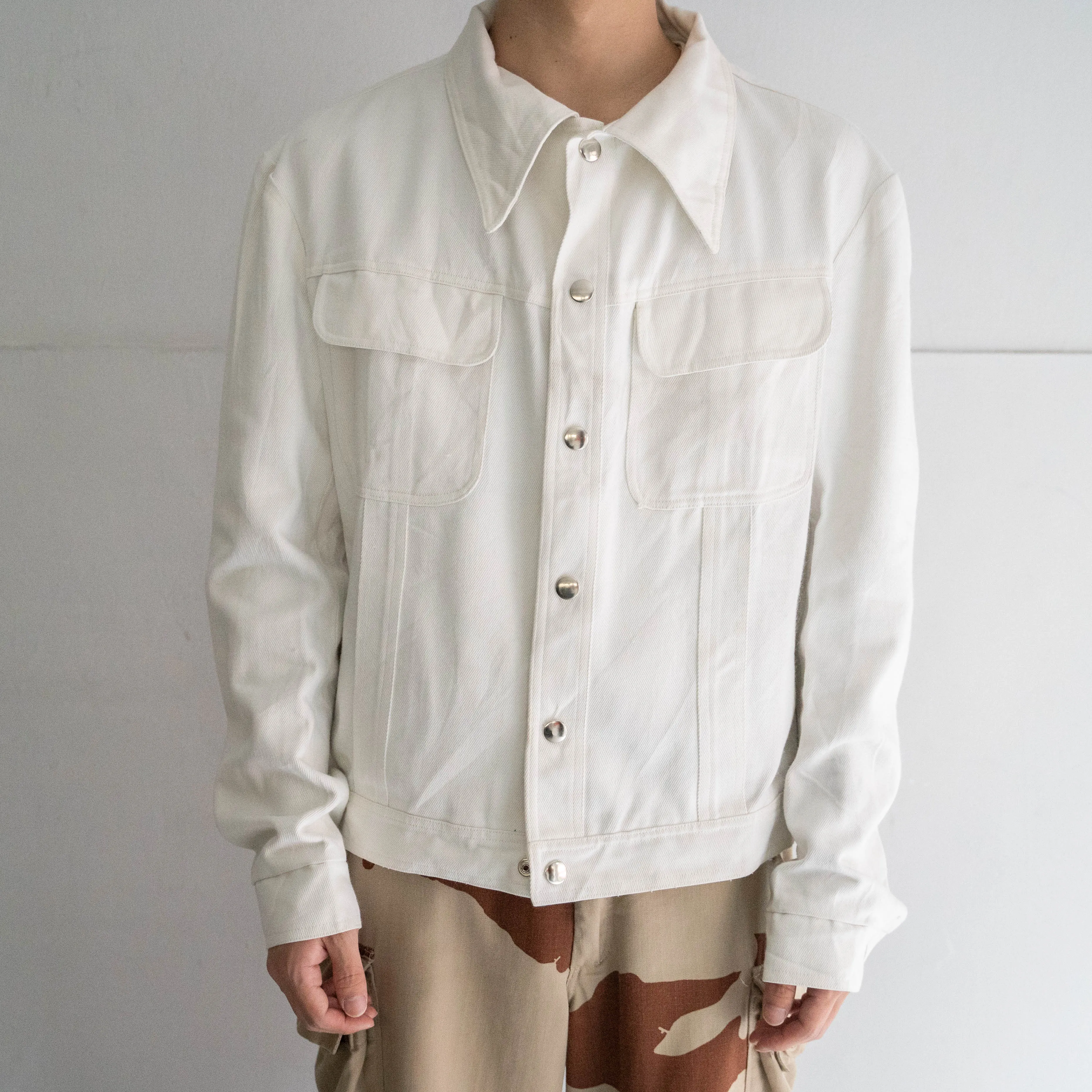 1970s white color tracker jacket 'big collar'