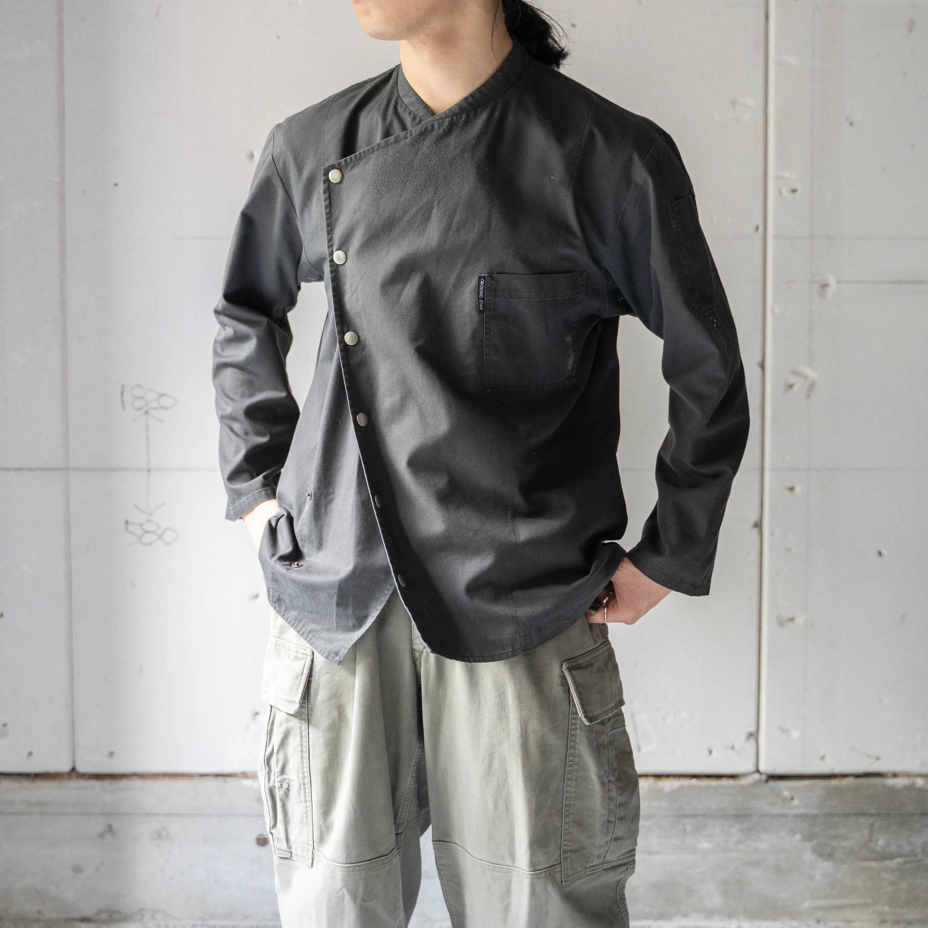 1980-90s France black color asymmetry chef jacket