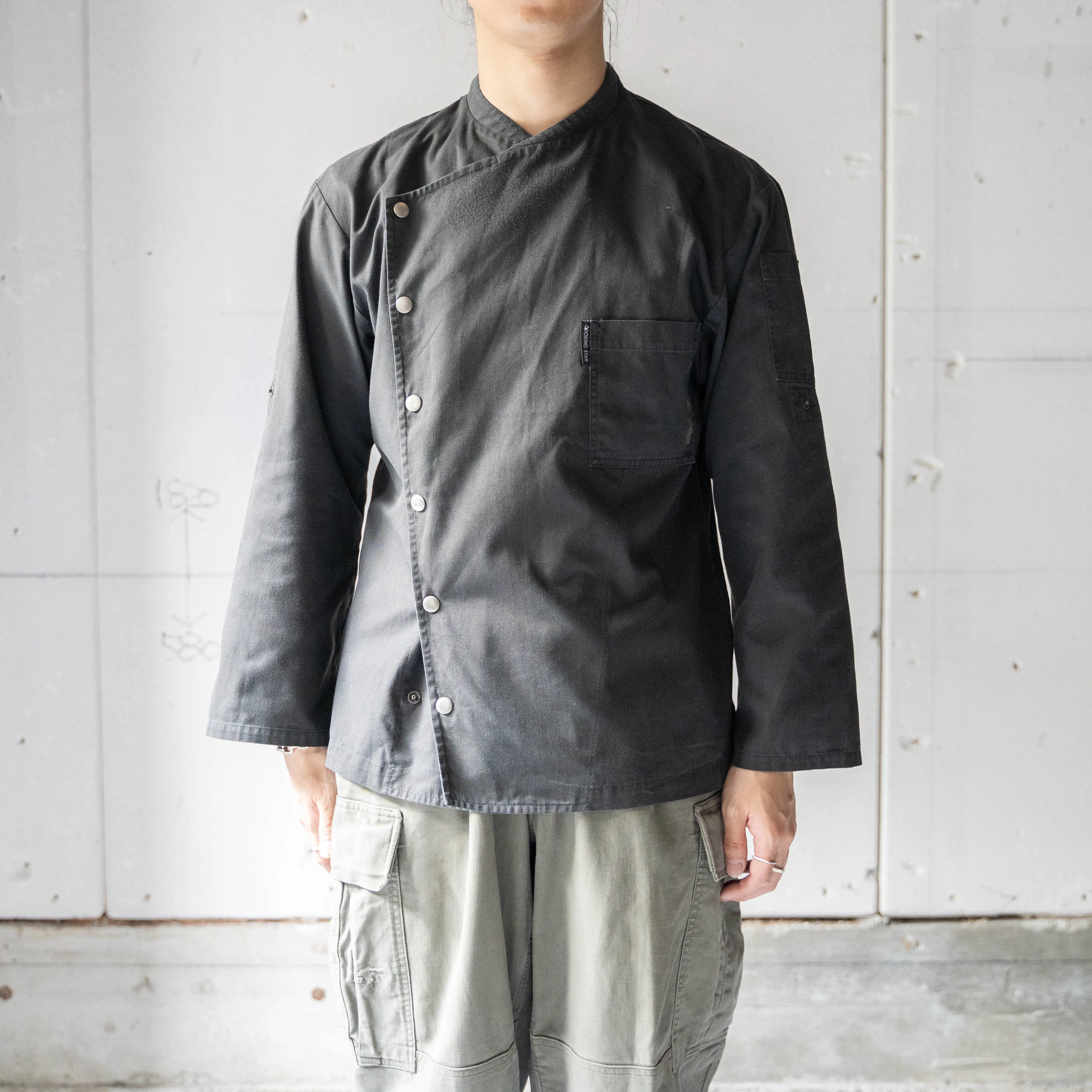 1980-90s France black color asymmetry chef jacket