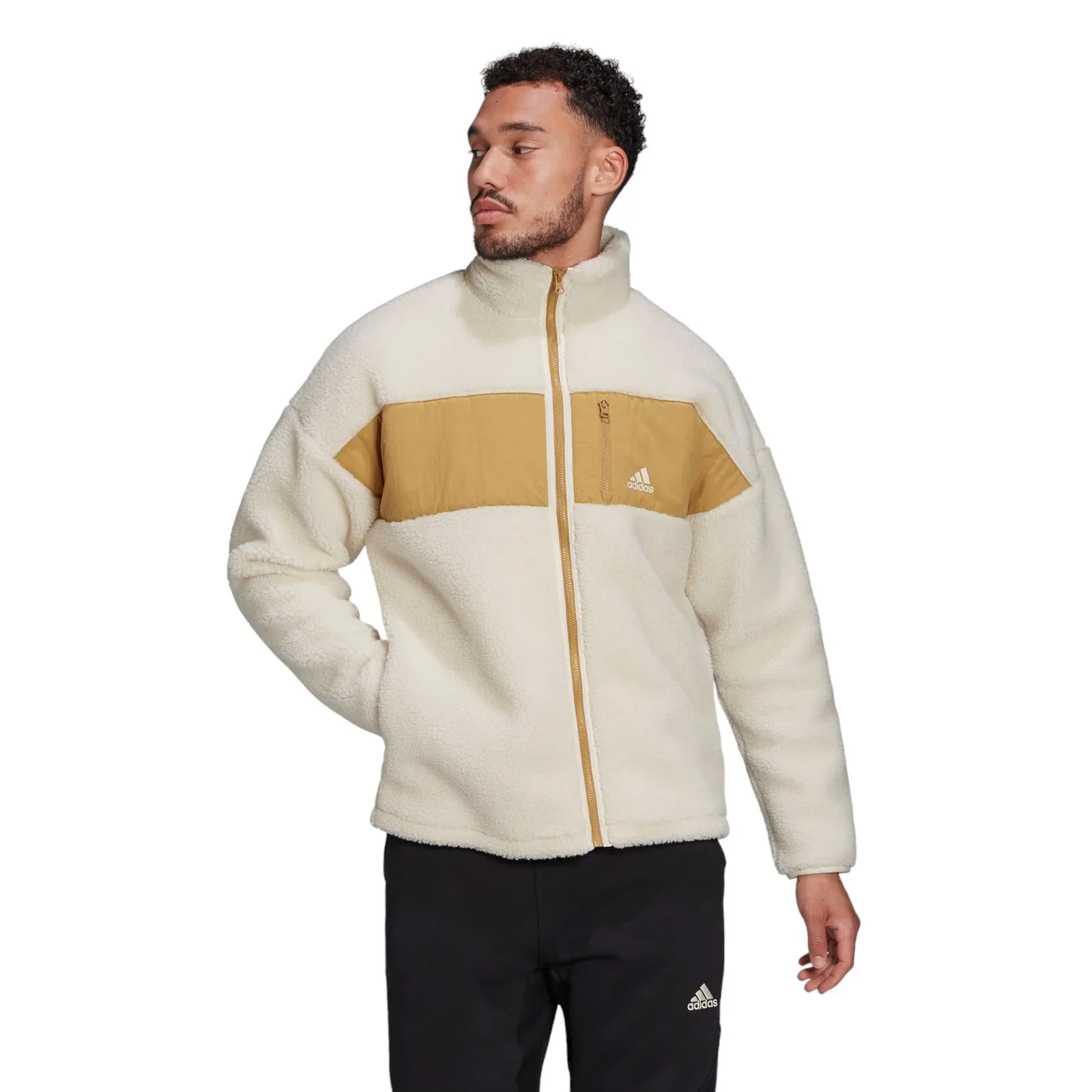 adidas Winter Jacket Colorblock Splicing Fleece - White