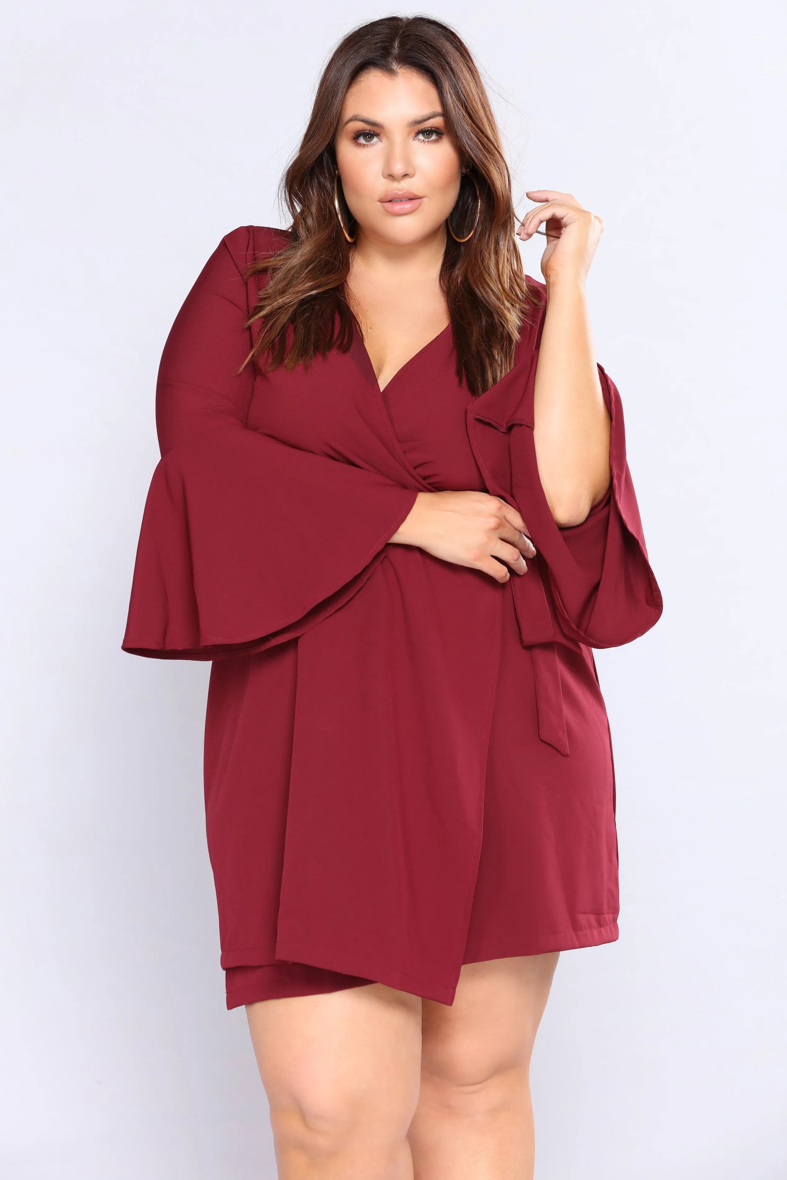 Afternoon Drinks Wrap Dress - Burgundy