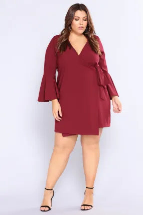 Afternoon Drinks Wrap Dress - Burgundy