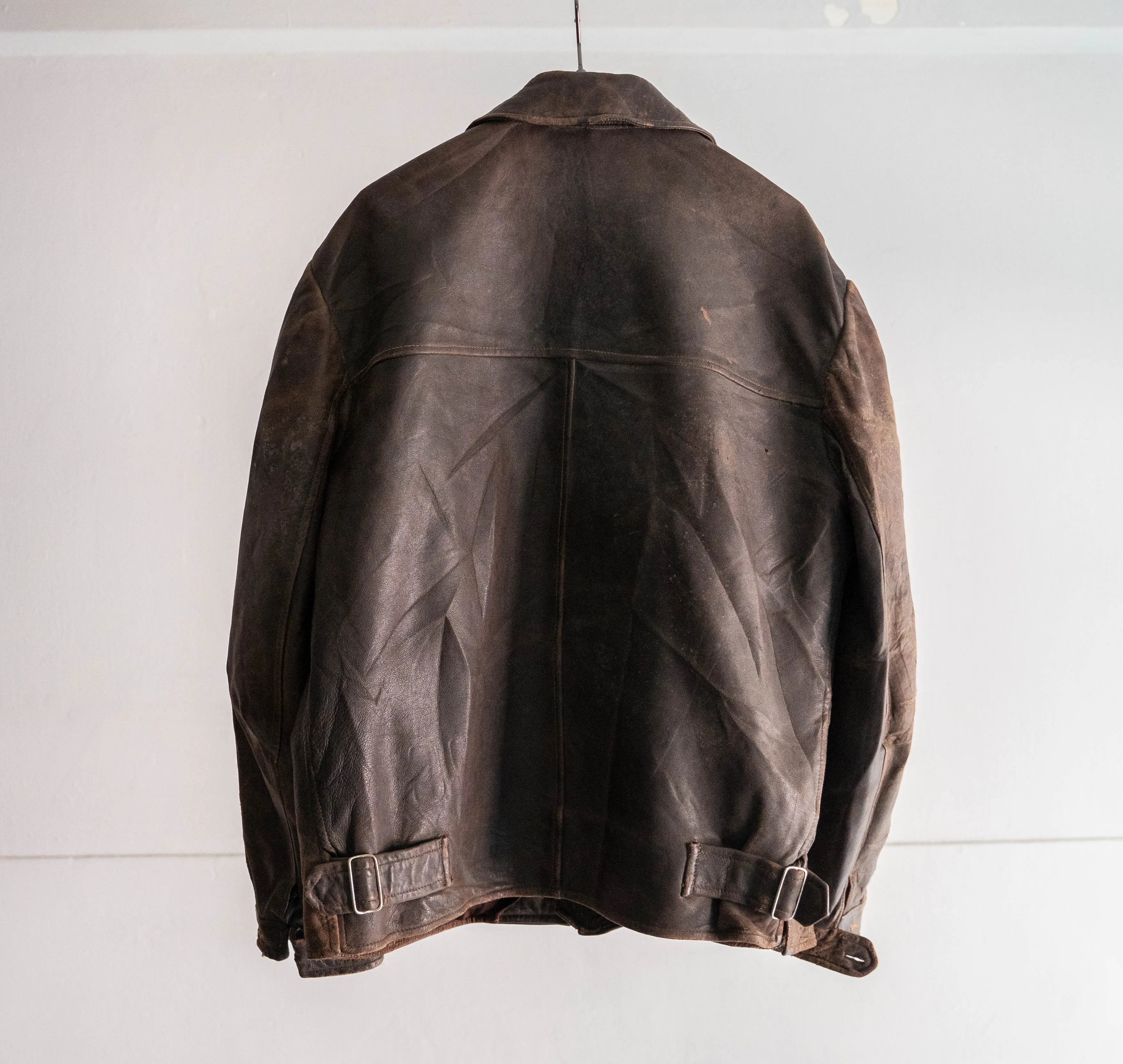 around 1960s Germany brown color leather jacket -good fade-