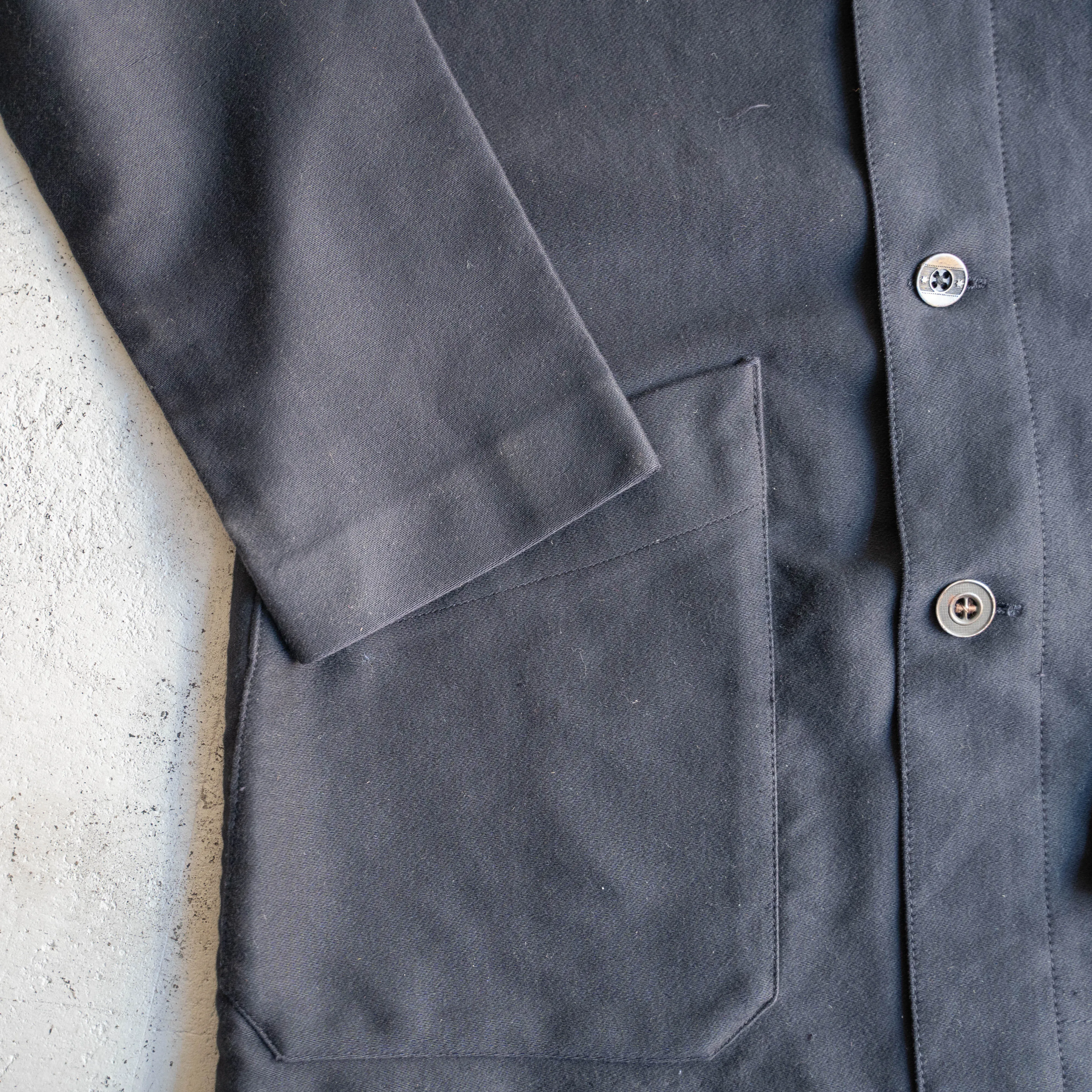 around 1970s black color work jacket -like a French moleskin-