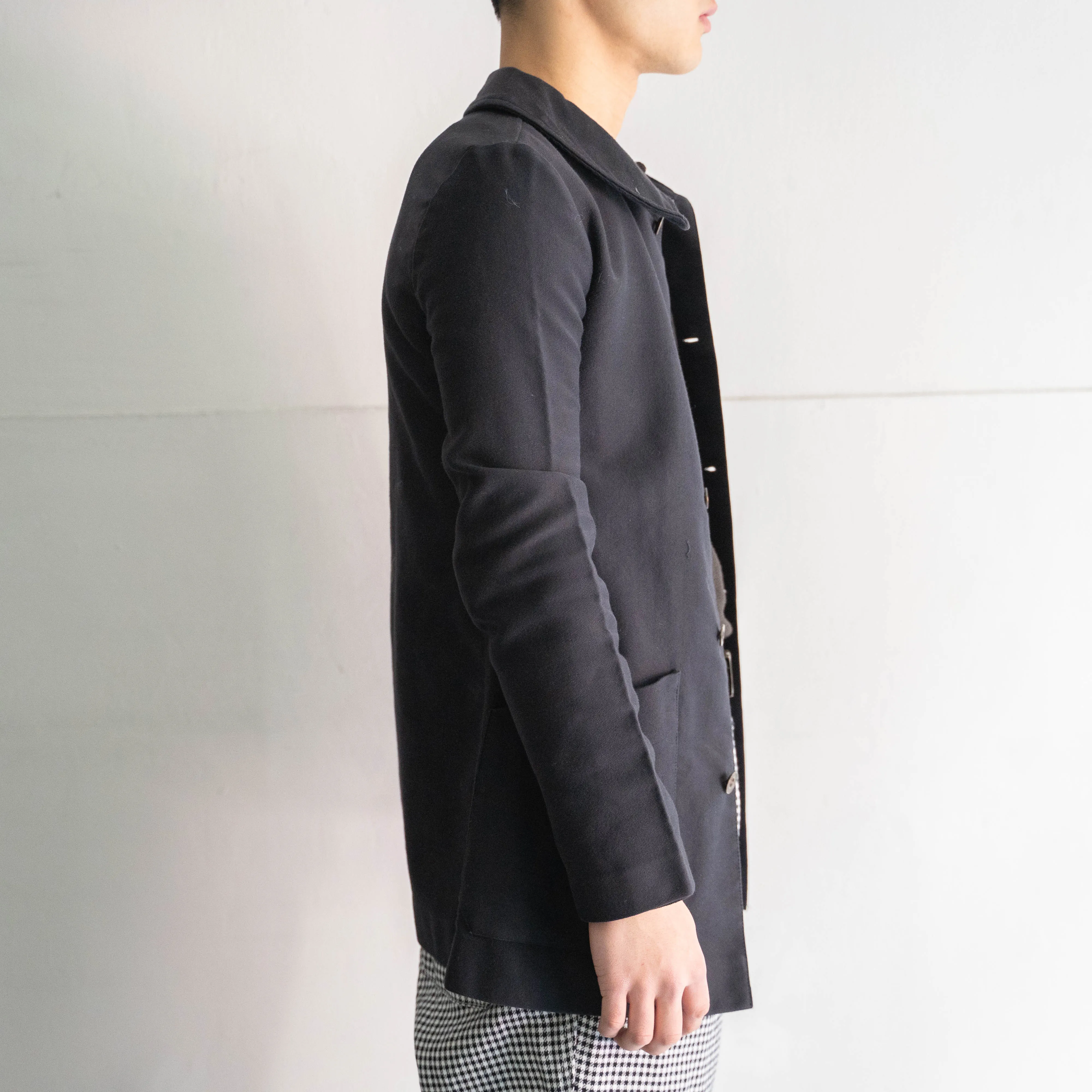 around 1970s black color work jacket -like a French moleskin-