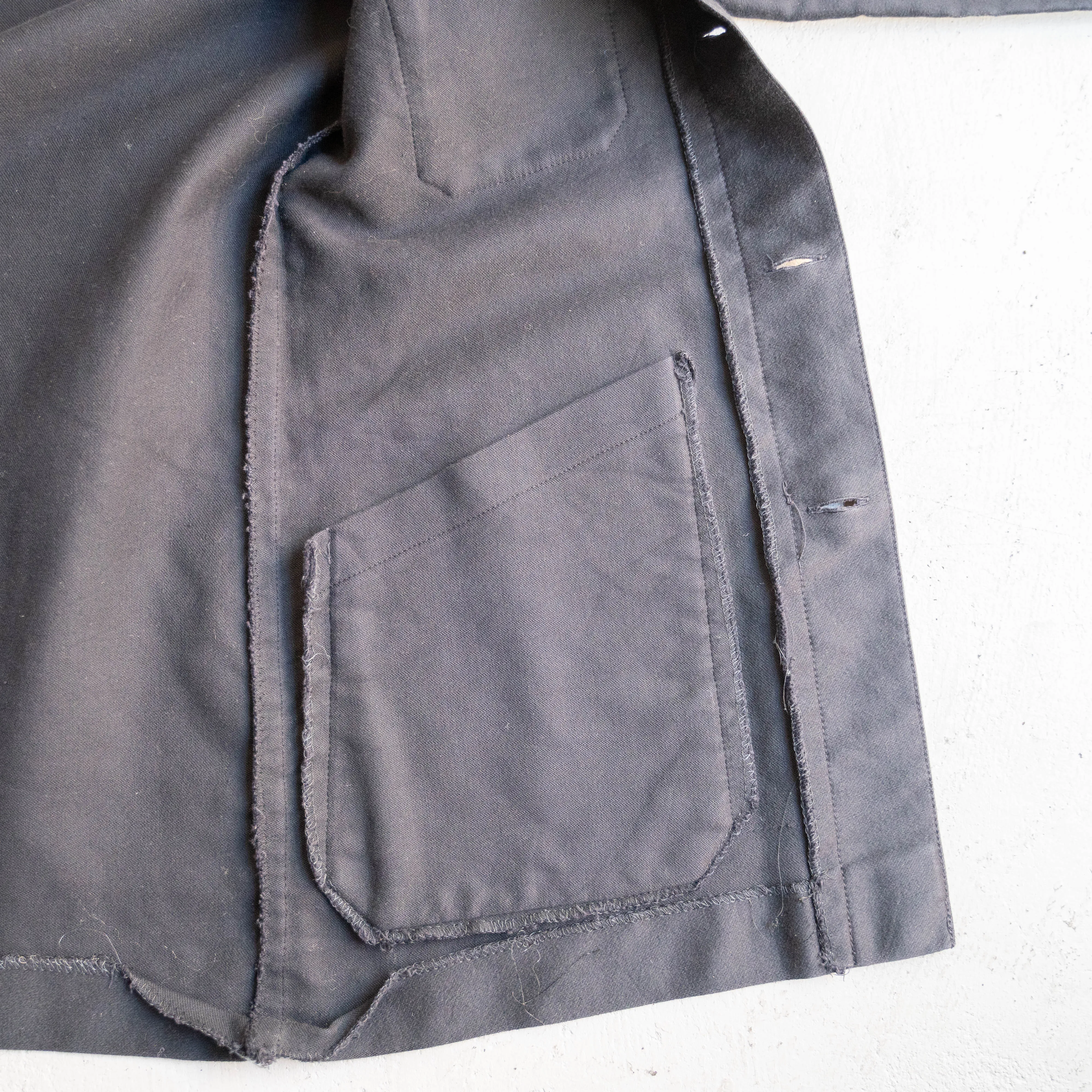 around 1970s black color work jacket -like a French moleskin-