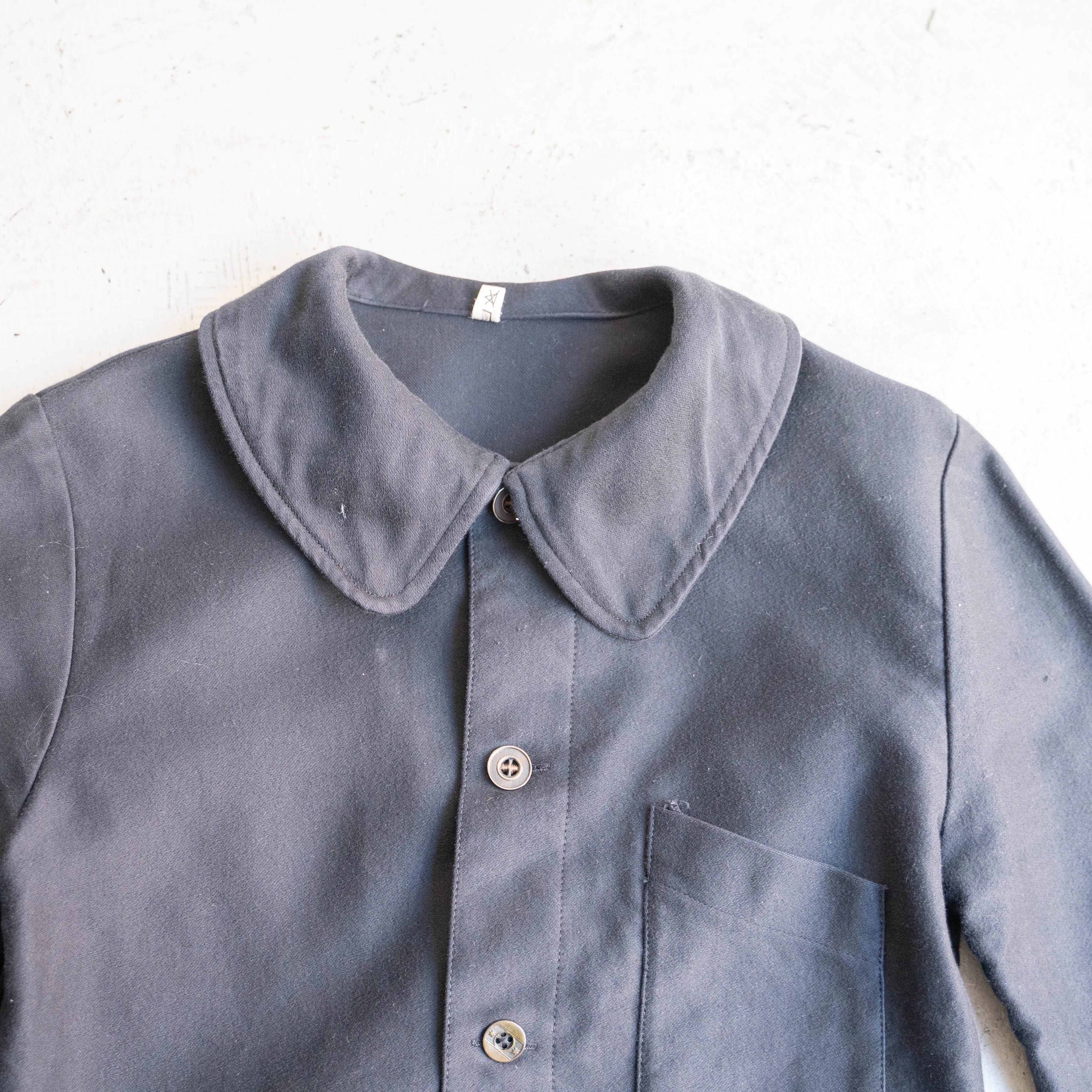 around 1970s black color work jacket -like a French moleskin-