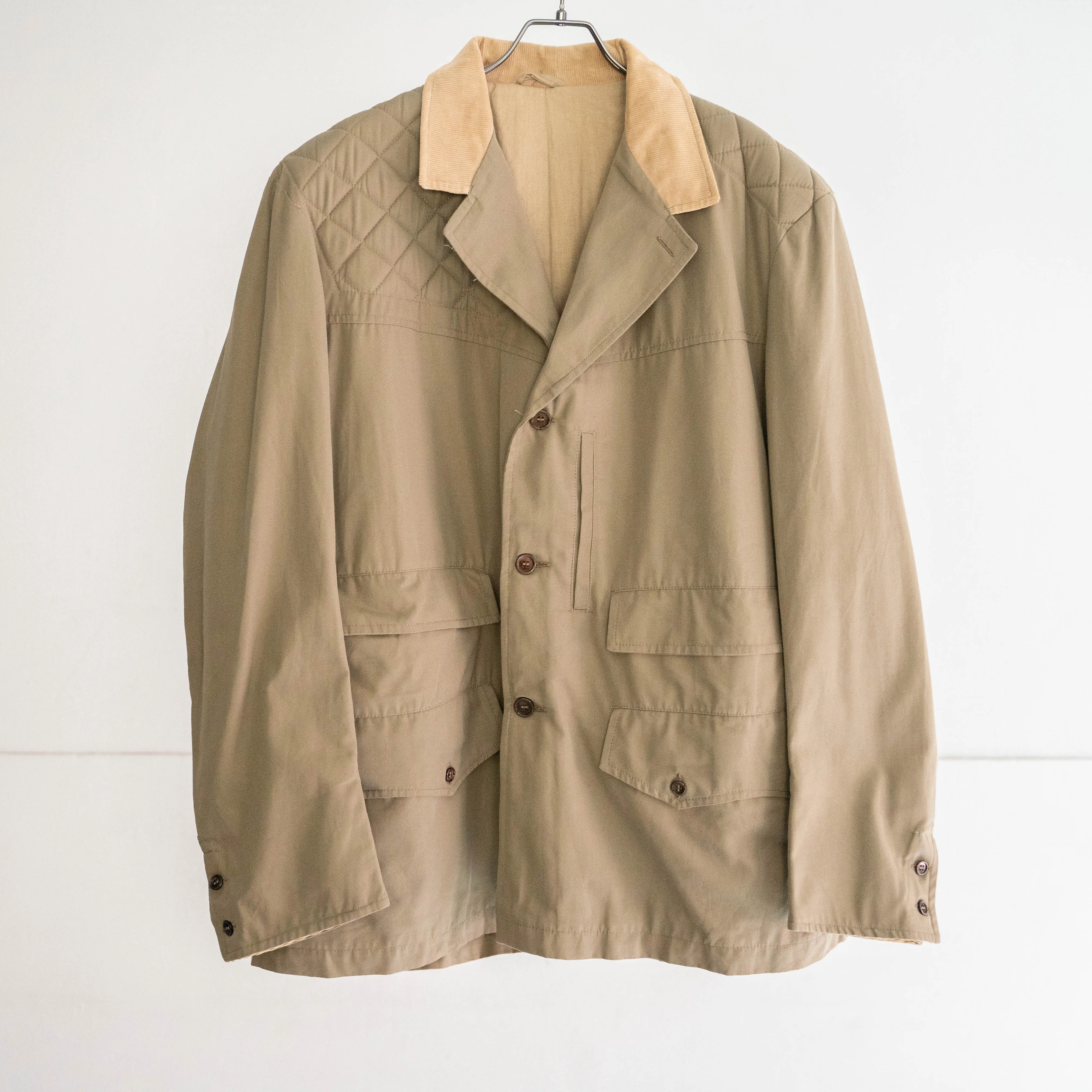 around 1970s Italy beige color hunting jacket -corduroy switching- 'mint condition'