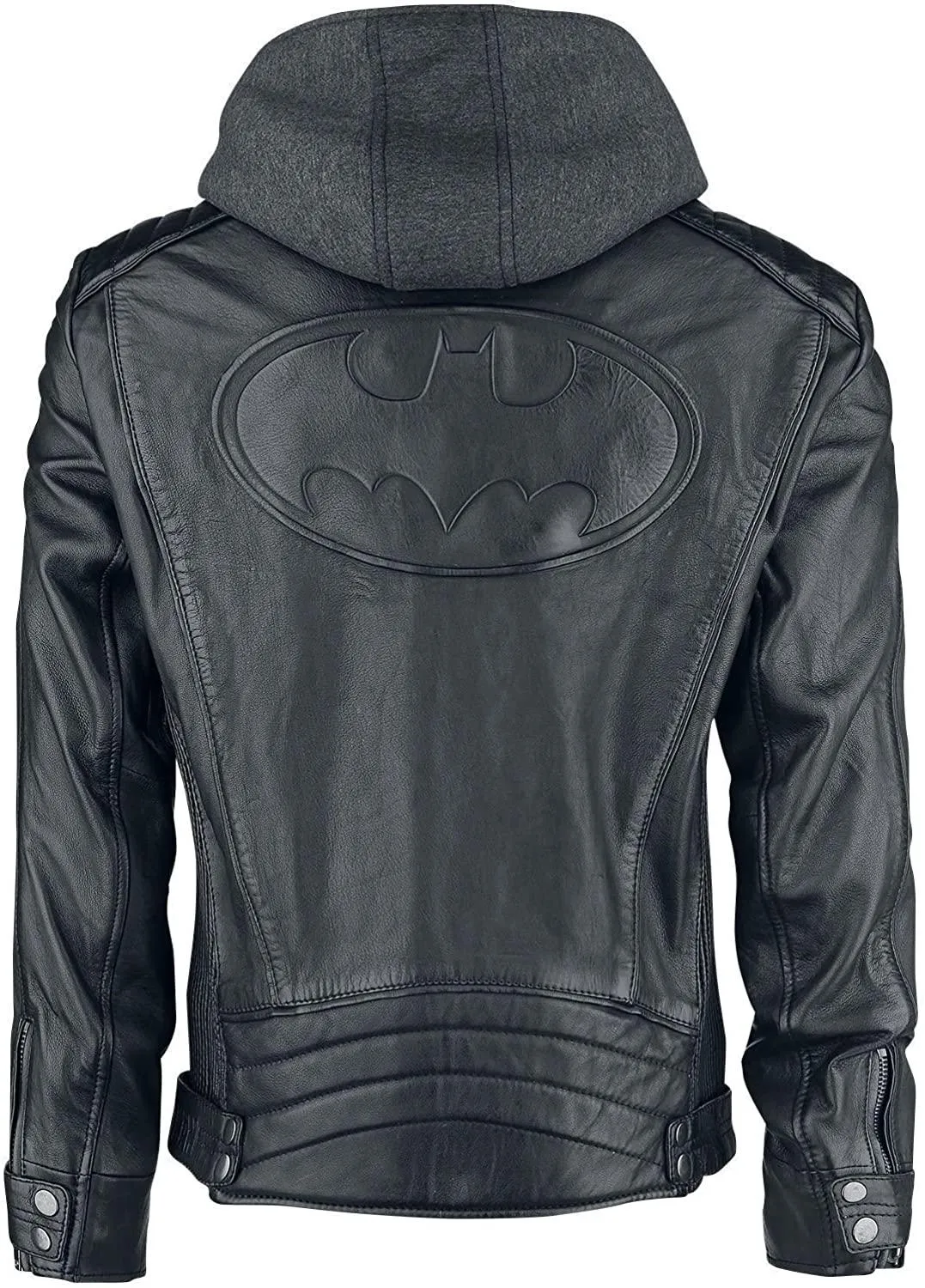 Batman Arkham Knight Inspired Men's Black Leather Hooded Jacket - Sleek Slim-Fit Style