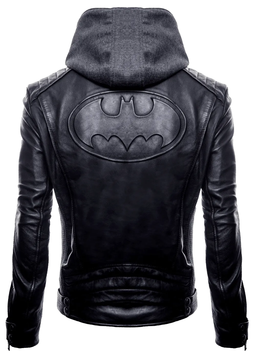 Batman Arkham Knight Inspired Men's Black Leather Hooded Jacket - Sleek Slim-Fit Style