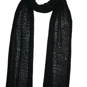 Black Open Knit Sequin Scarf