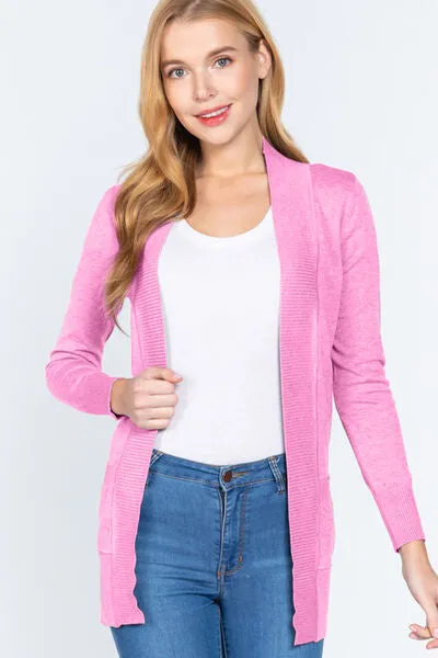 Blue Zone Planet |  ACTIVE BASIC Ribbed Trim Open Front Cardigan