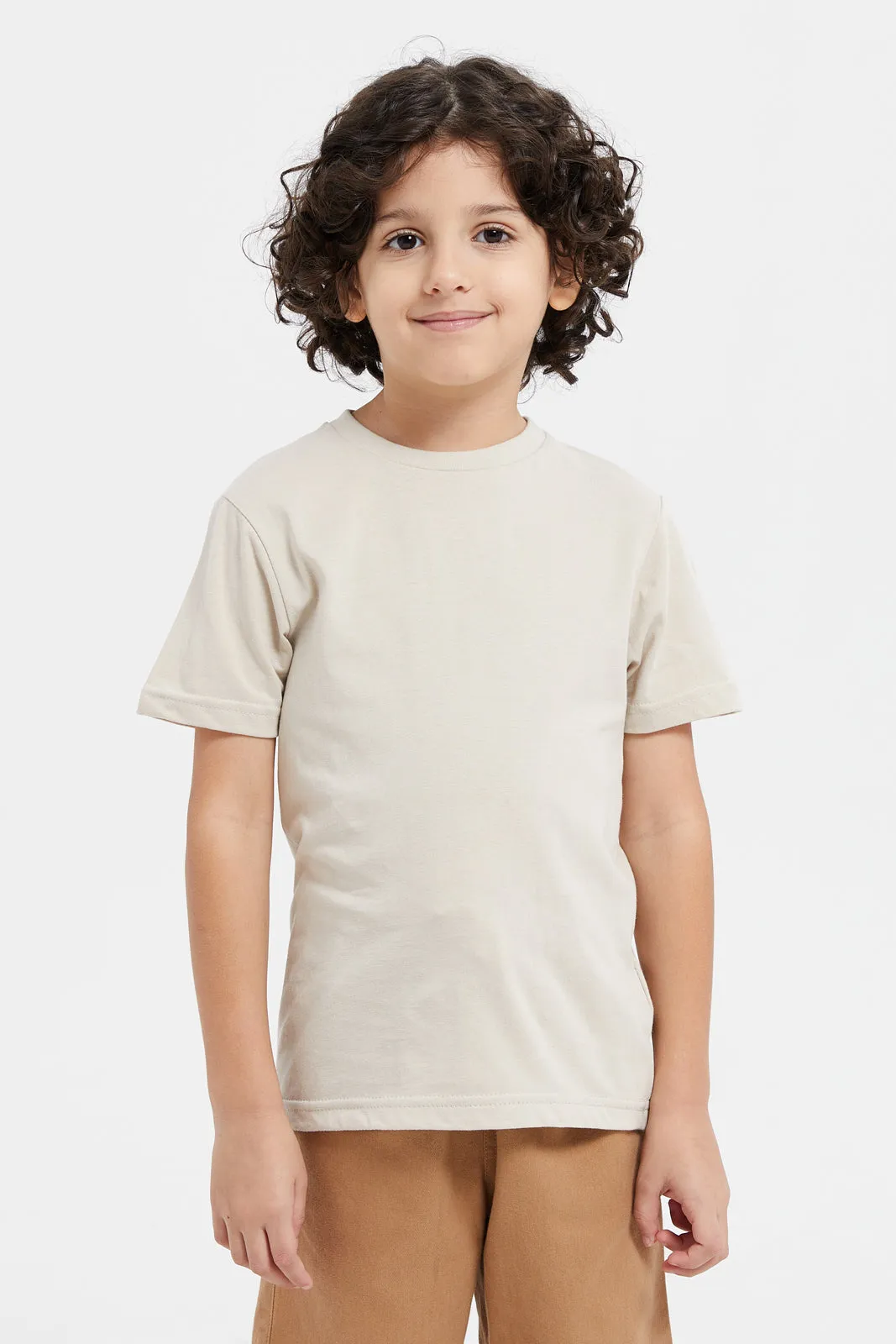 Boys Brown And Beige With T-Shirt Set (2 Piece)