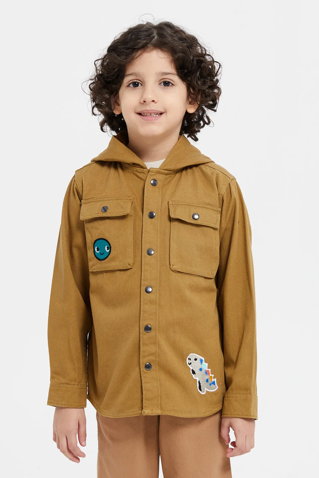 Boys Brown And Beige With T-Shirt Set (2 Piece)