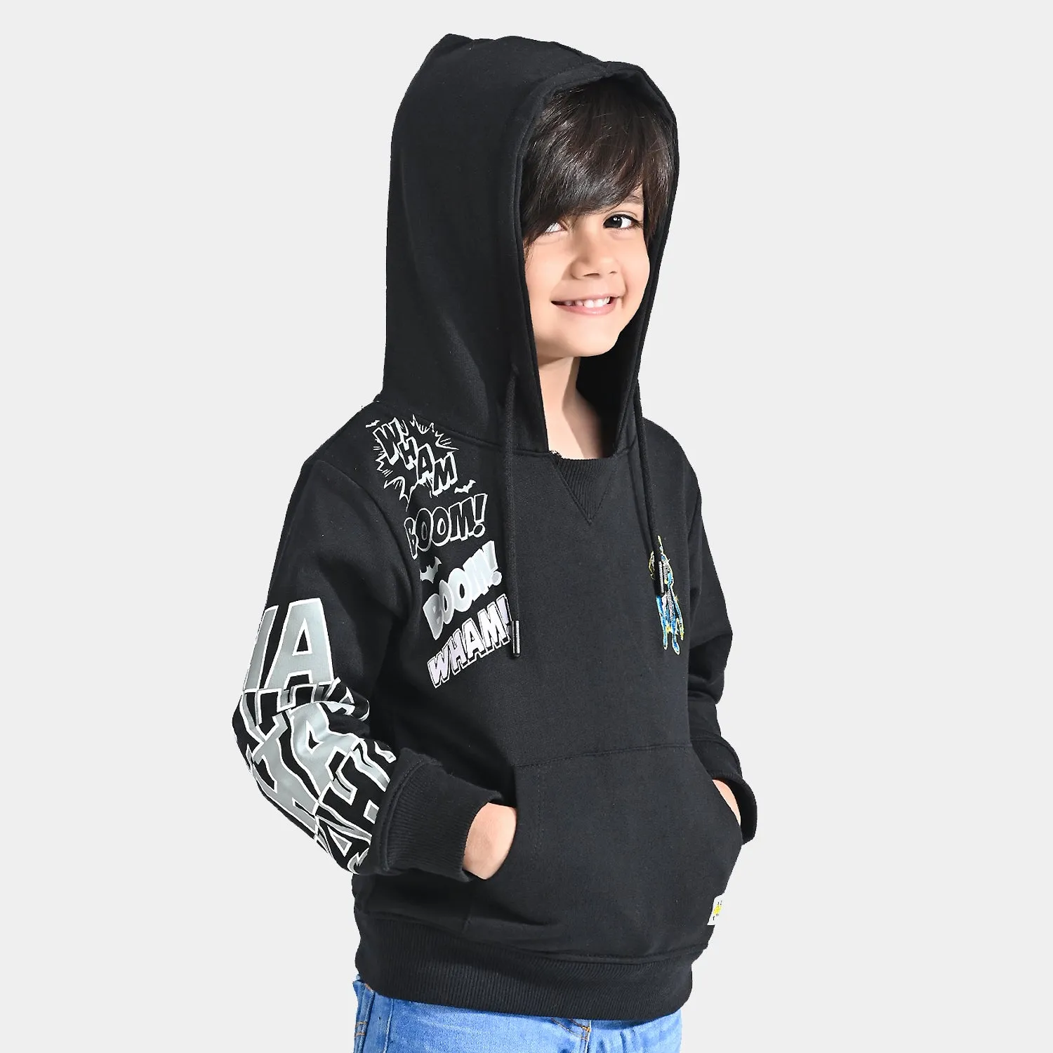 Boys Cotton Terry SweatShirt Boom Wham-Jet Black