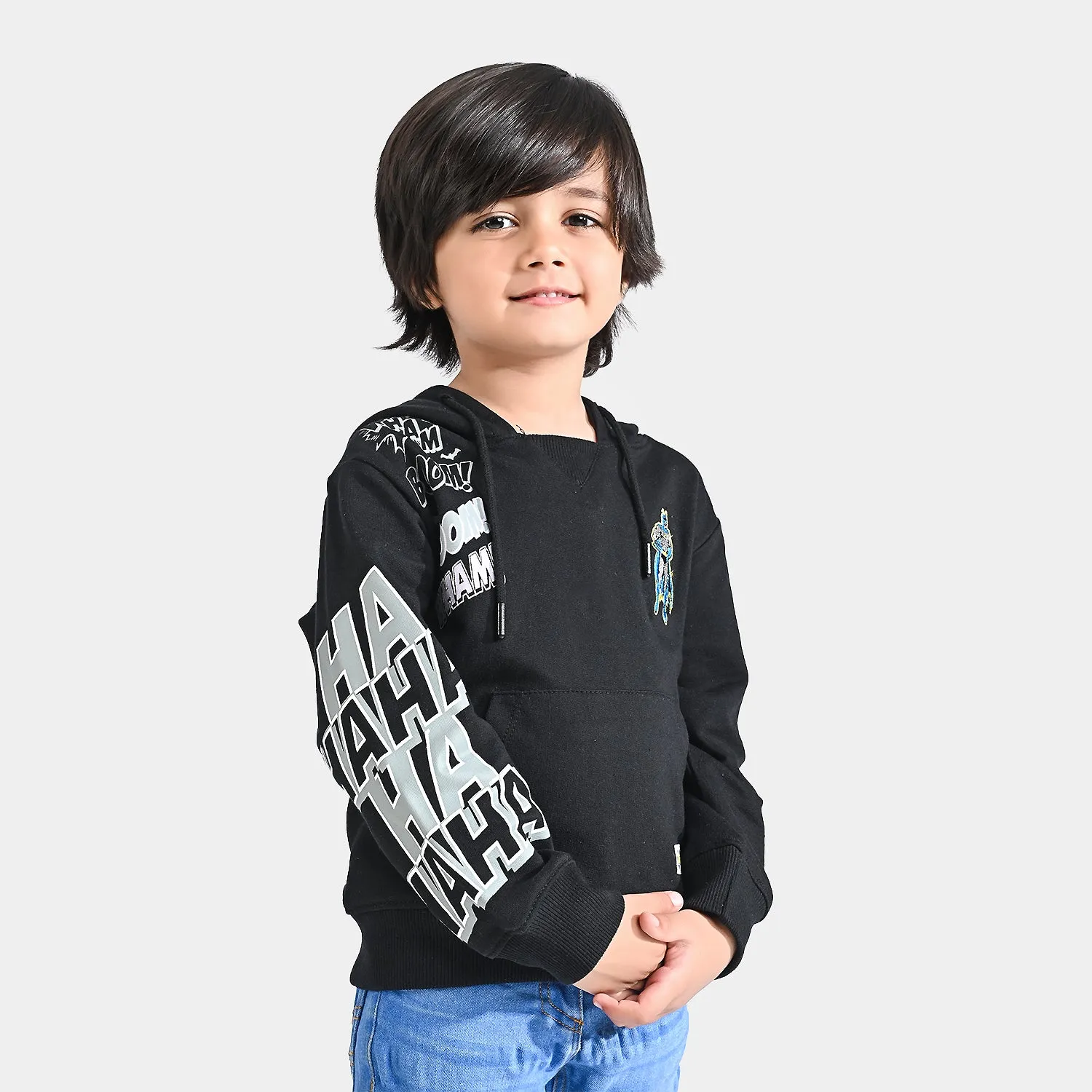 Boys Cotton Terry SweatShirt Boom Wham-Jet Black