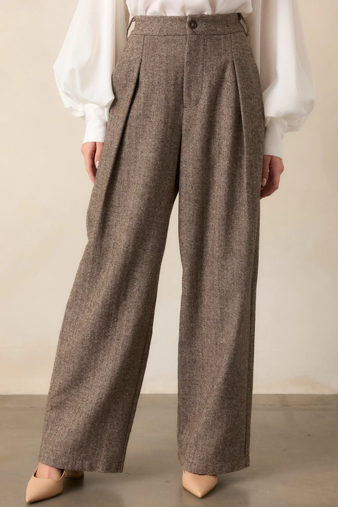 Brisk Adventures Brown Herringbone Tweed Pants