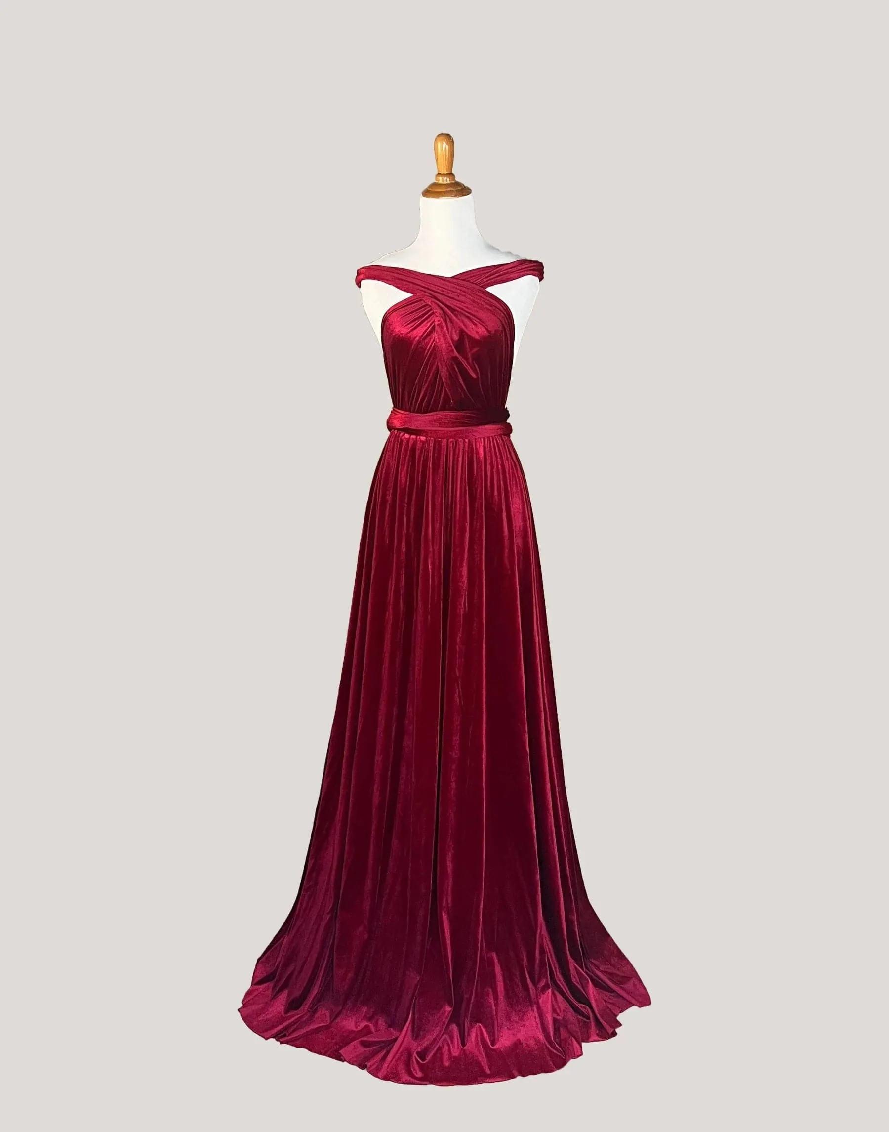 Burgundy Velvet Infinity Dress/ Wrap Convertible Bridesmaid Dress,Y20-27