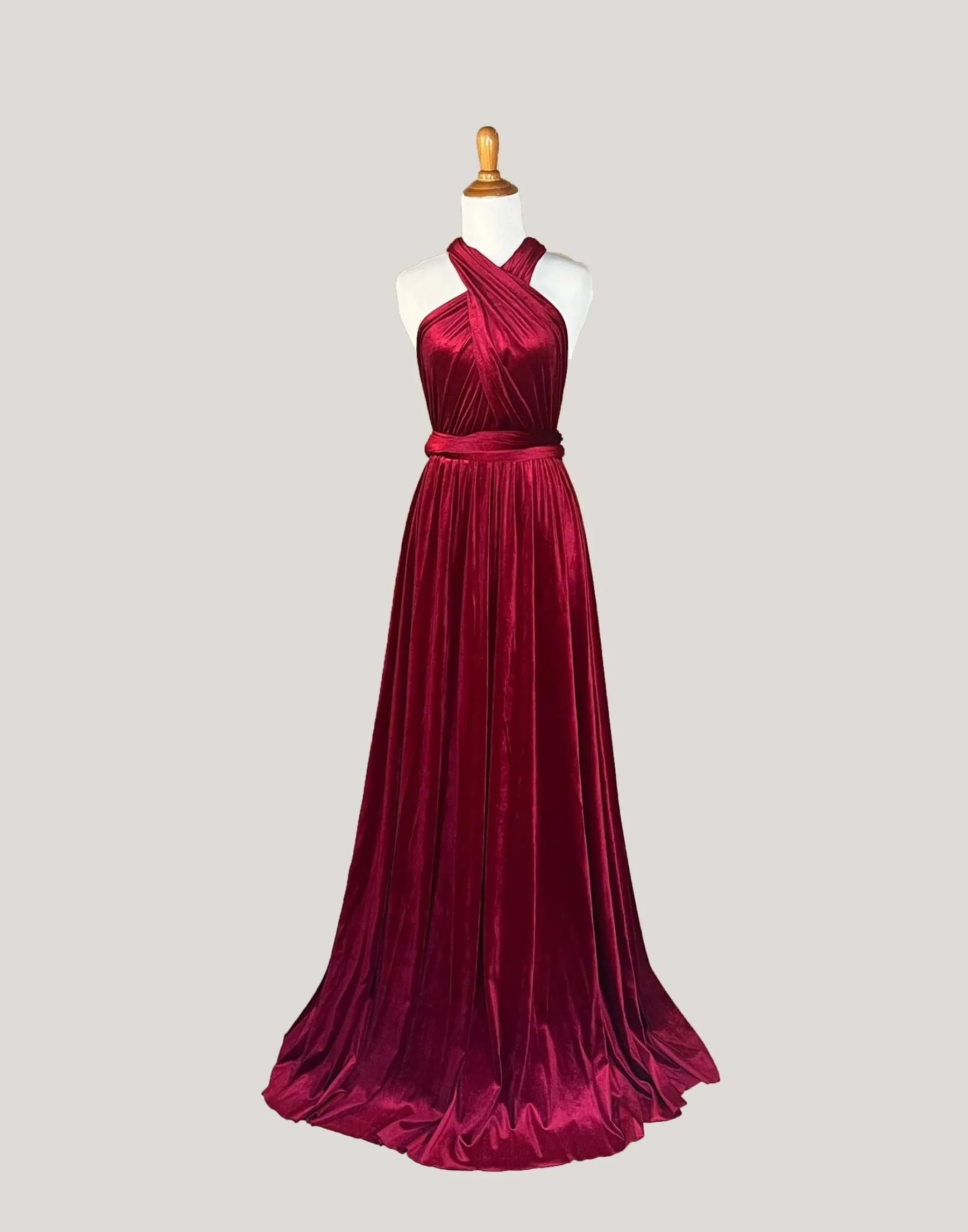 Burgundy Velvet Infinity Dress/ Wrap Convertible Bridesmaid Dress,Y20-27