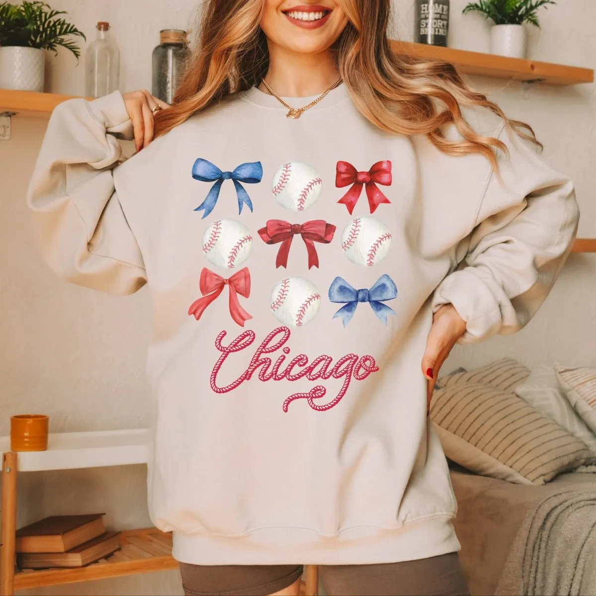 Chicago Baseballs And Bows Sweatshirt