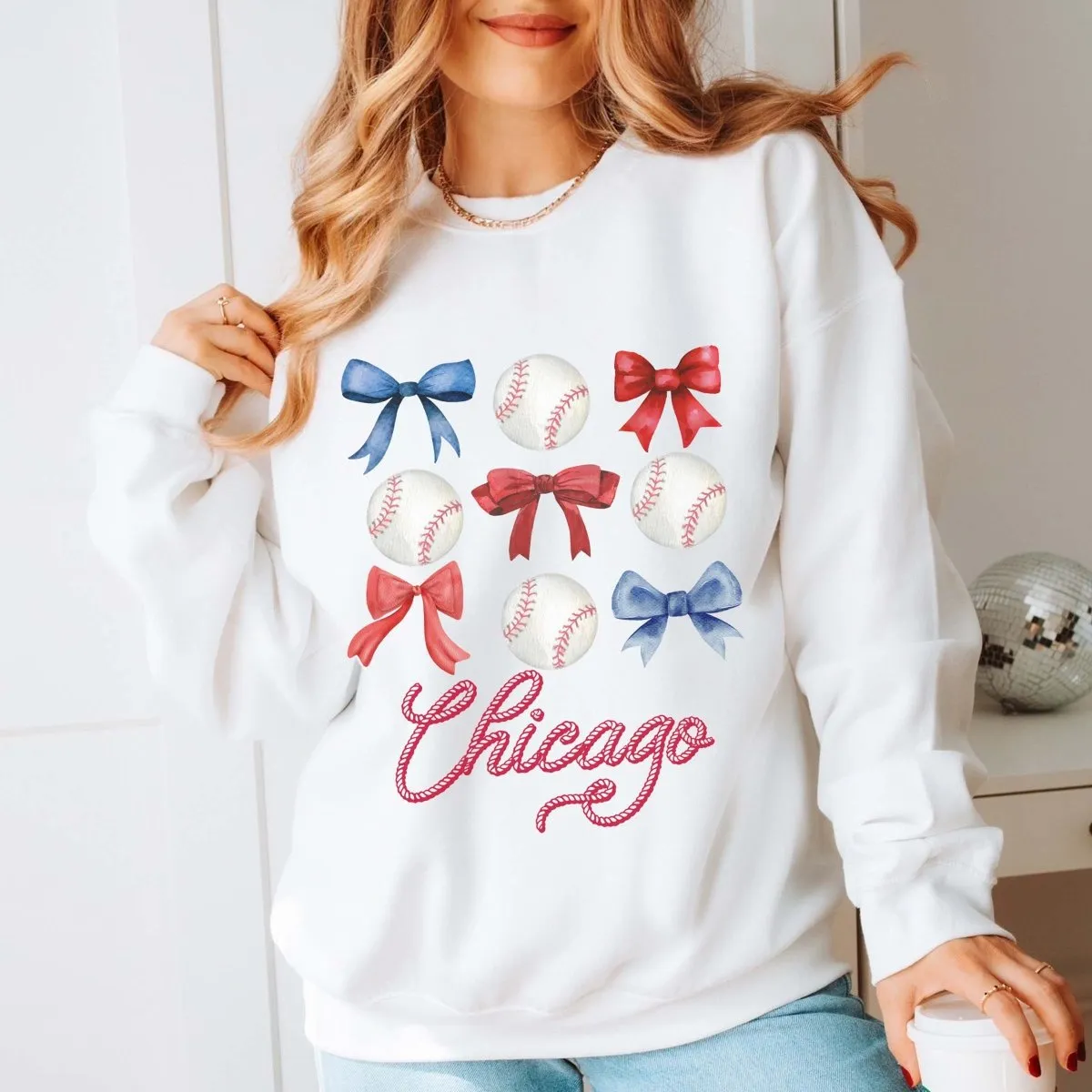 Chicago Baseballs And Bows Sweatshirt