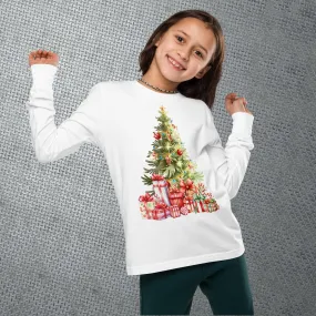 Christmas Tree with Gifts Youth Long Sleeve Tee