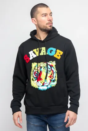 Colorful Chenille Patched Savage Tiger Hoodie