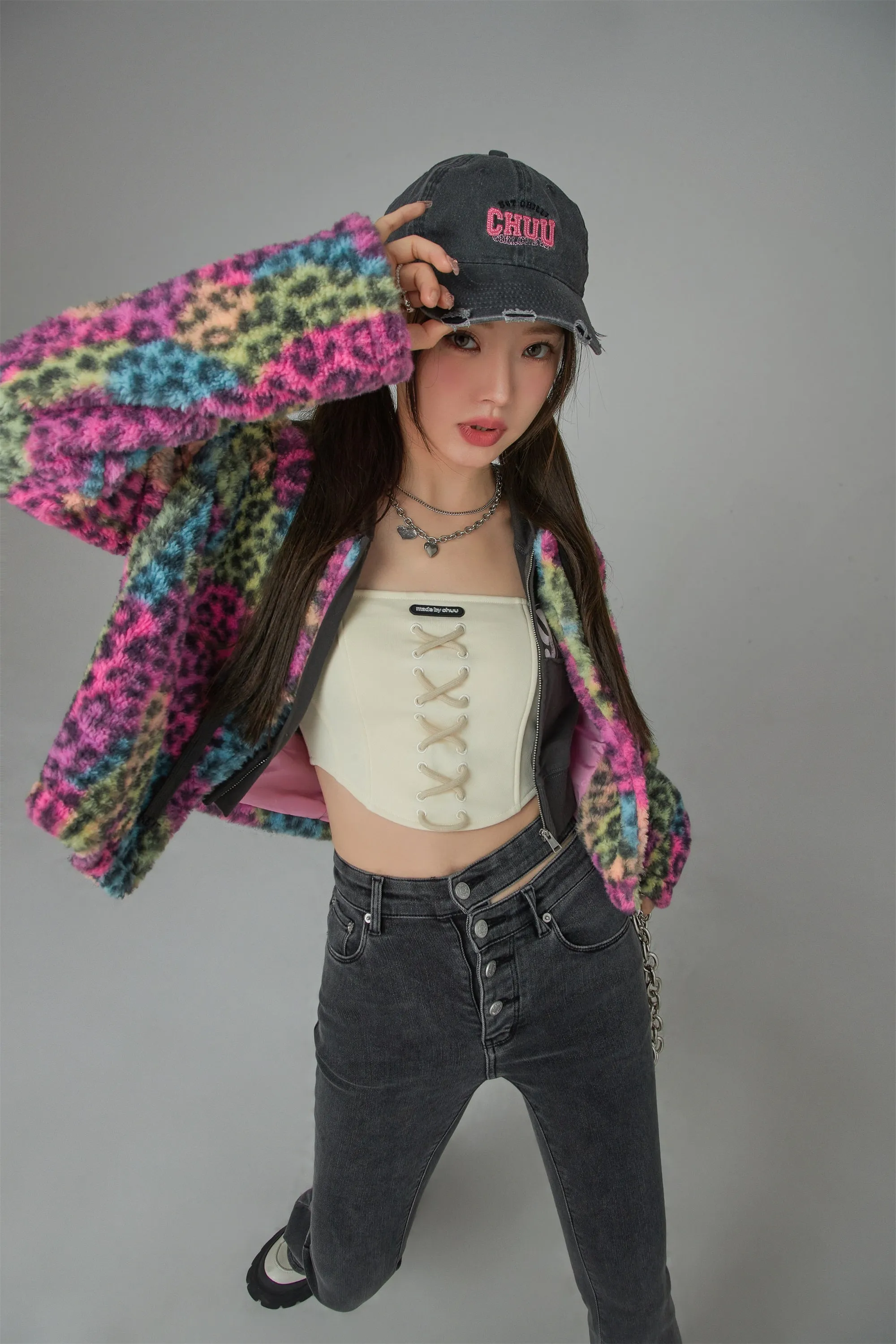 Colorful Leopard Print Fleece Jacket