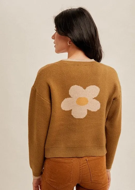 Cropped Moss Floral Cardigan