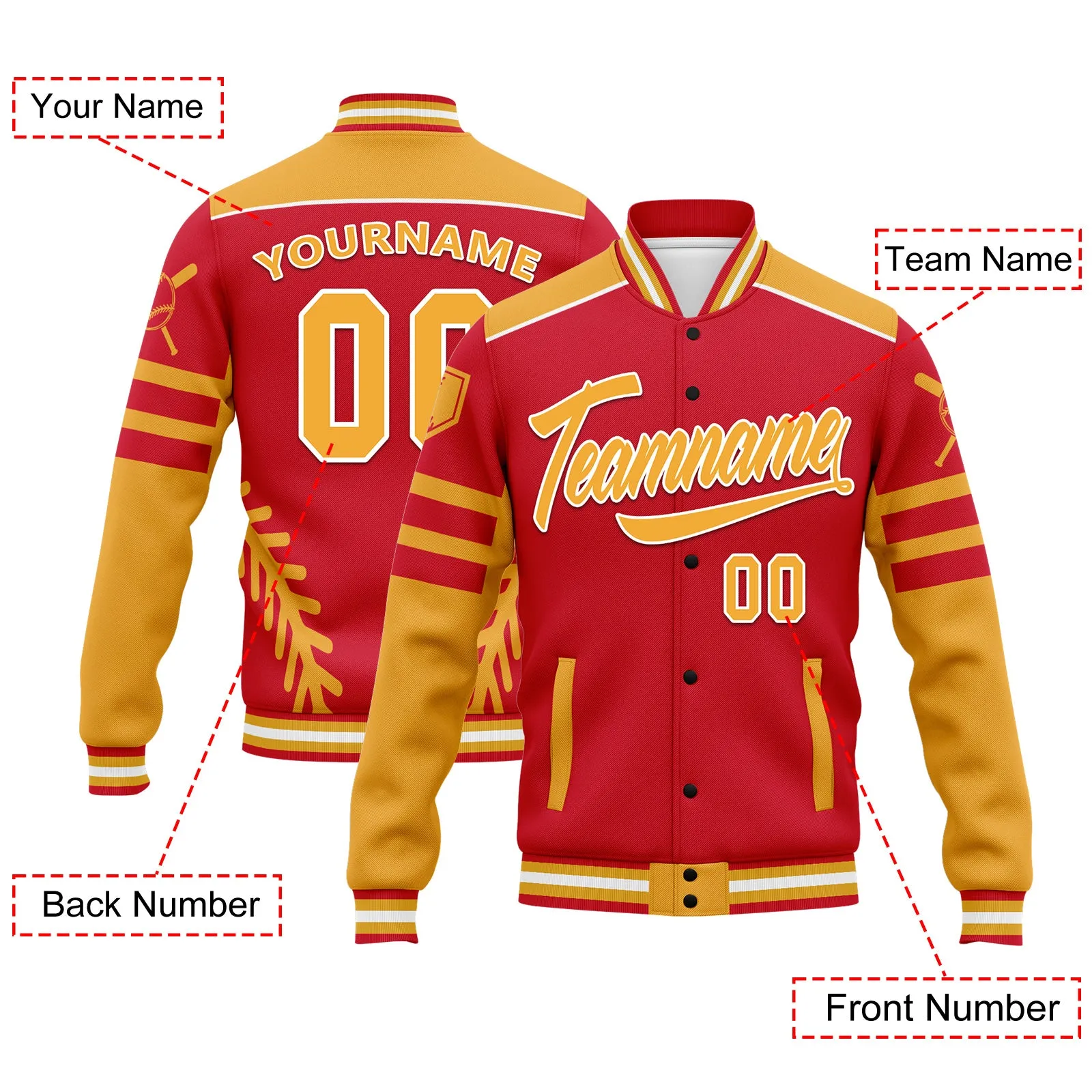 Custom Jacket Bomber Full-Snap Varsity Letterman Personalized Jacket FZ005-D023003-10