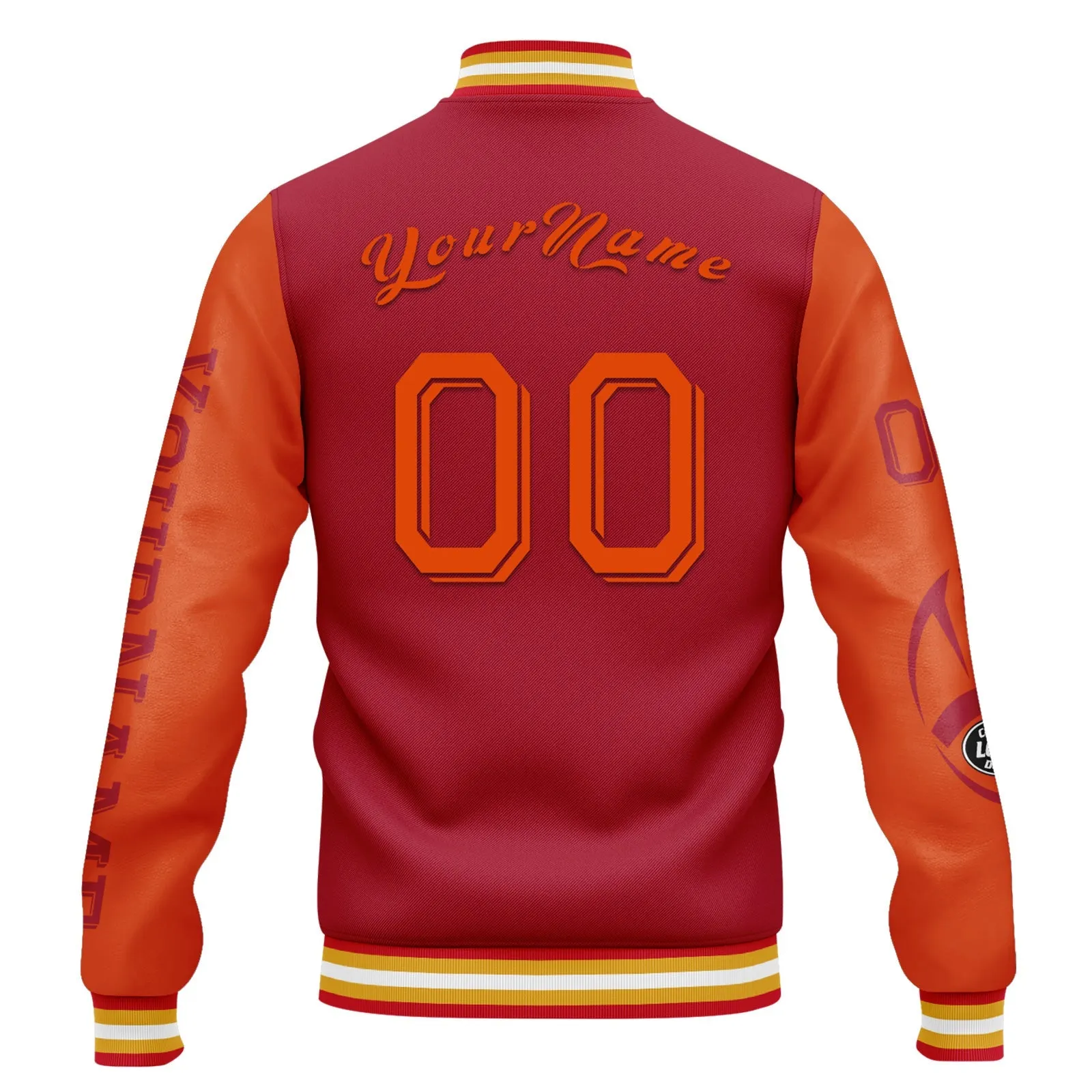 Custom Red Orange Tampa Bay Jacket Bomber Full-Snap Varsity Letterman Personalized Jacket FZ005SX-D020290-29