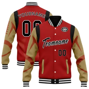 Custom Red San Francisco Jacket Bomber Full-Snap Varsity Letterman Personalized Jacket FZ005-D025004-22