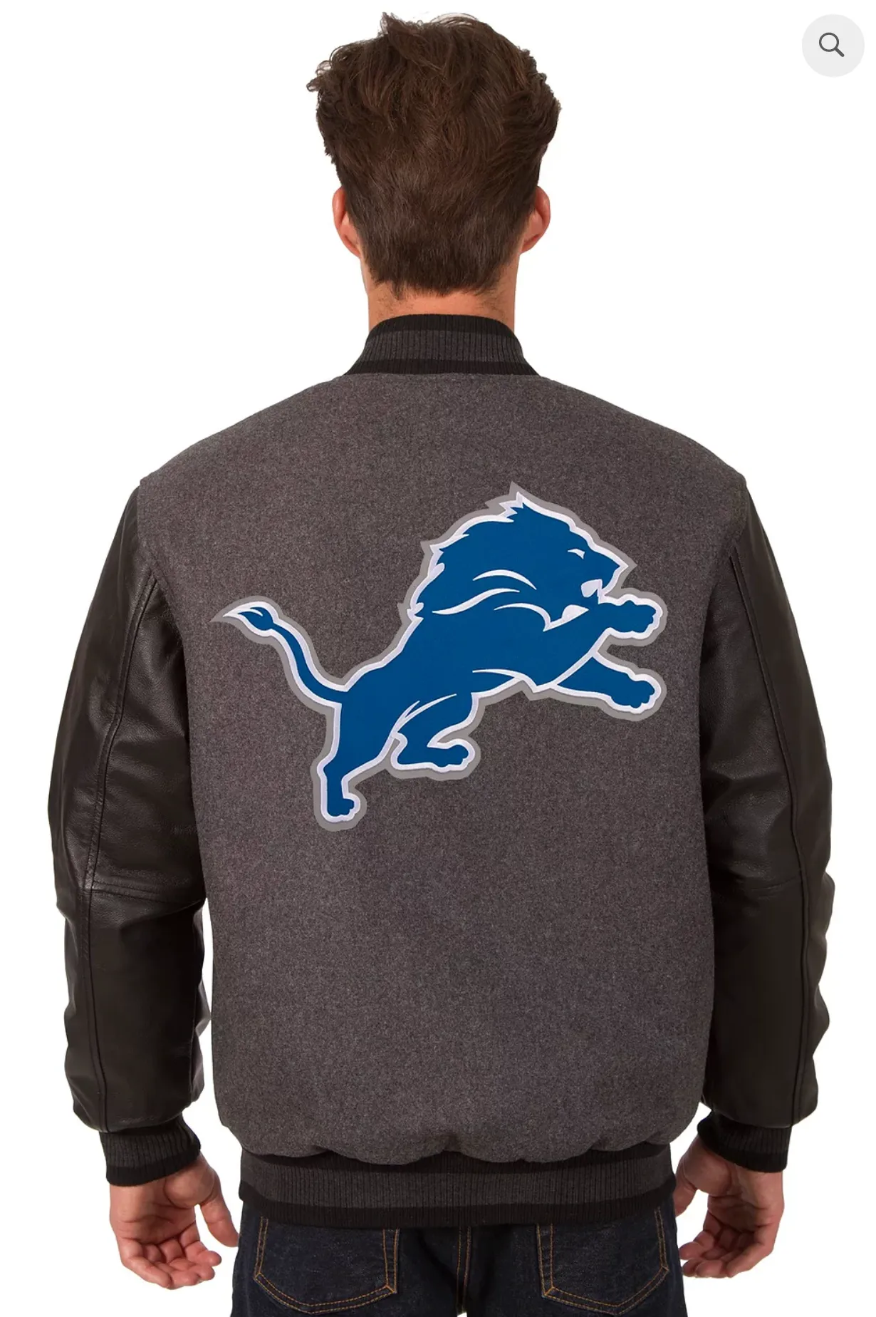 Detroit Lions Reversible Wool and Leather Varsity Jacket with Back Logo