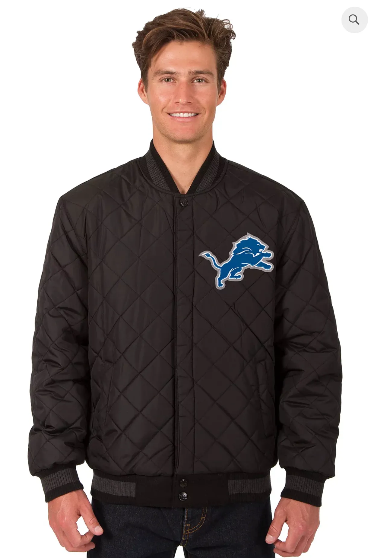 Detroit Lions Reversible Wool and Leather Varsity Jacket with Back Logo