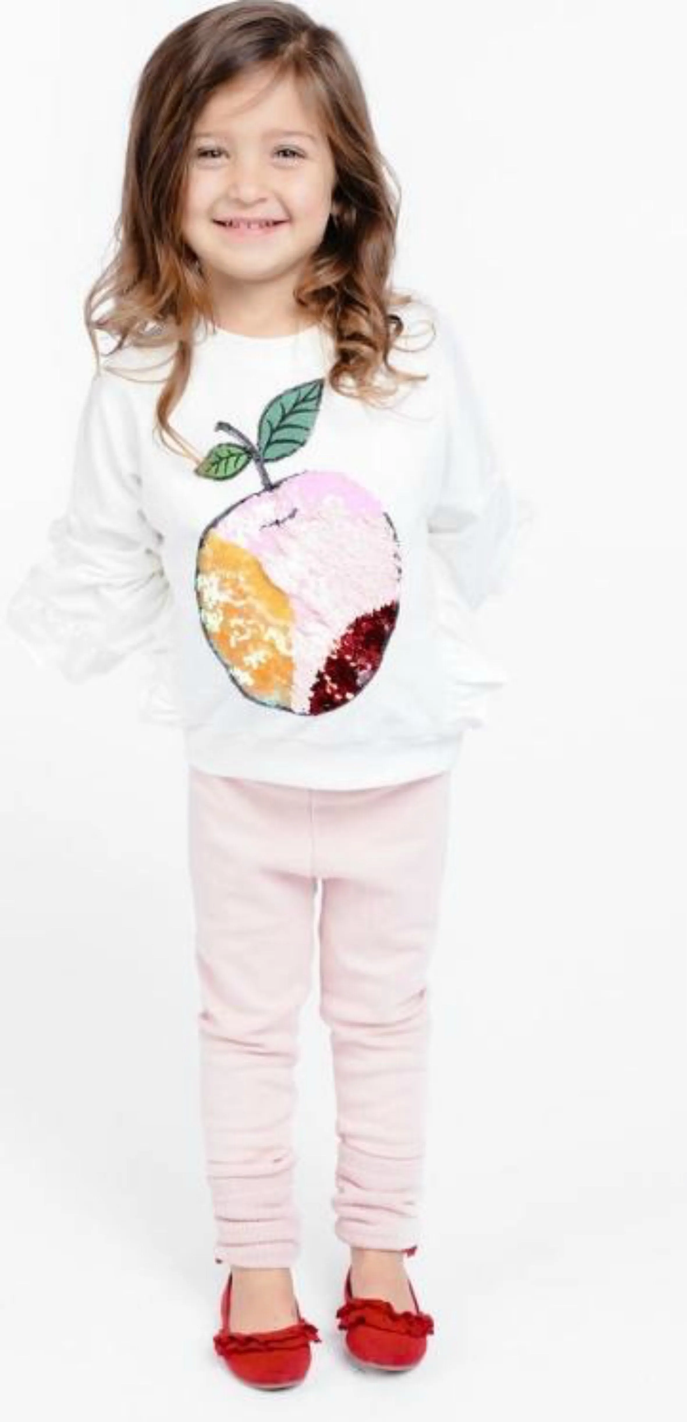 Doe a Dear White Magic Sequin Apple Sweatshirt