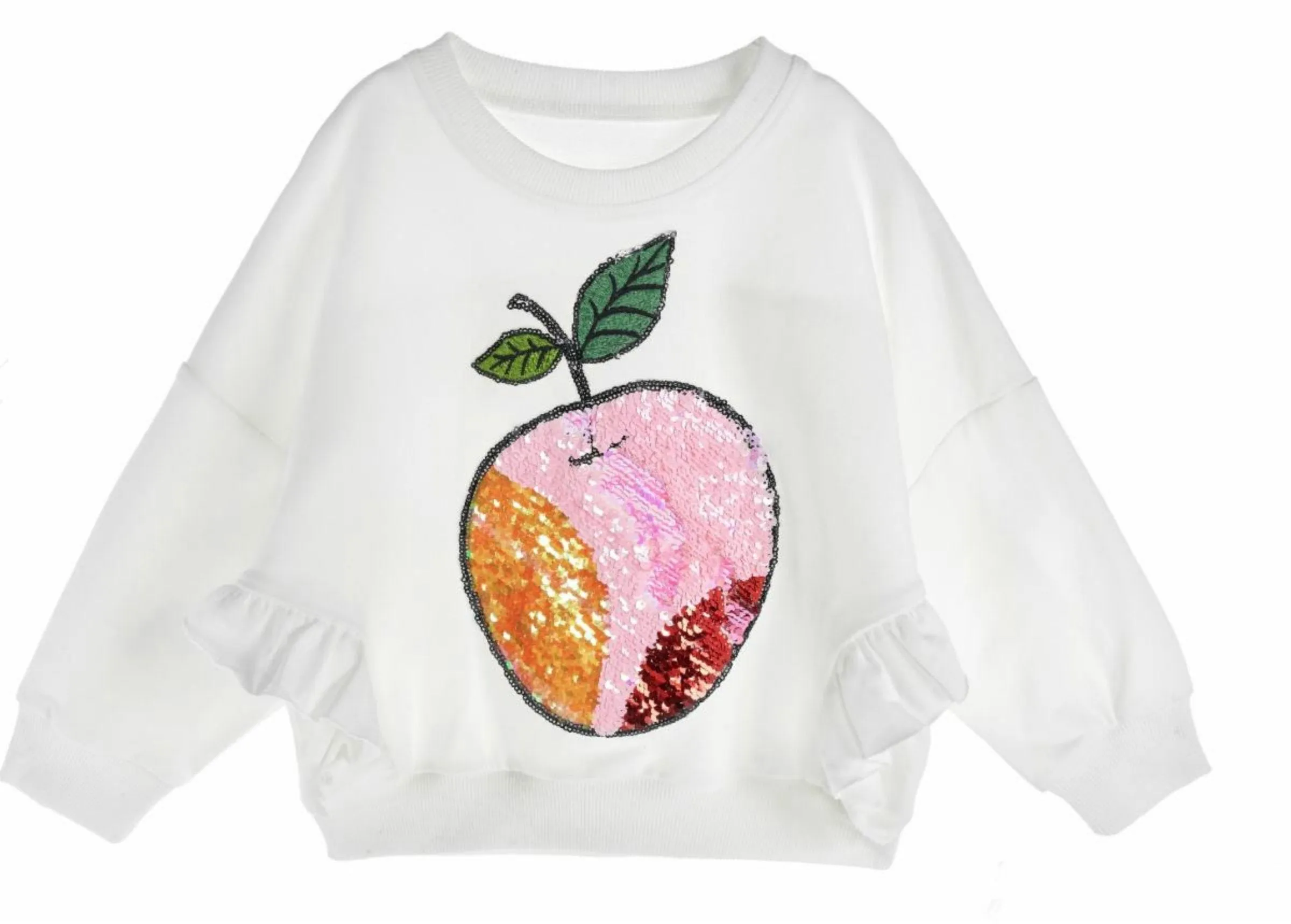 Doe a Dear White Magic Sequin Apple Sweatshirt