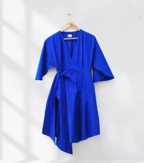 Electric blue wrap dress