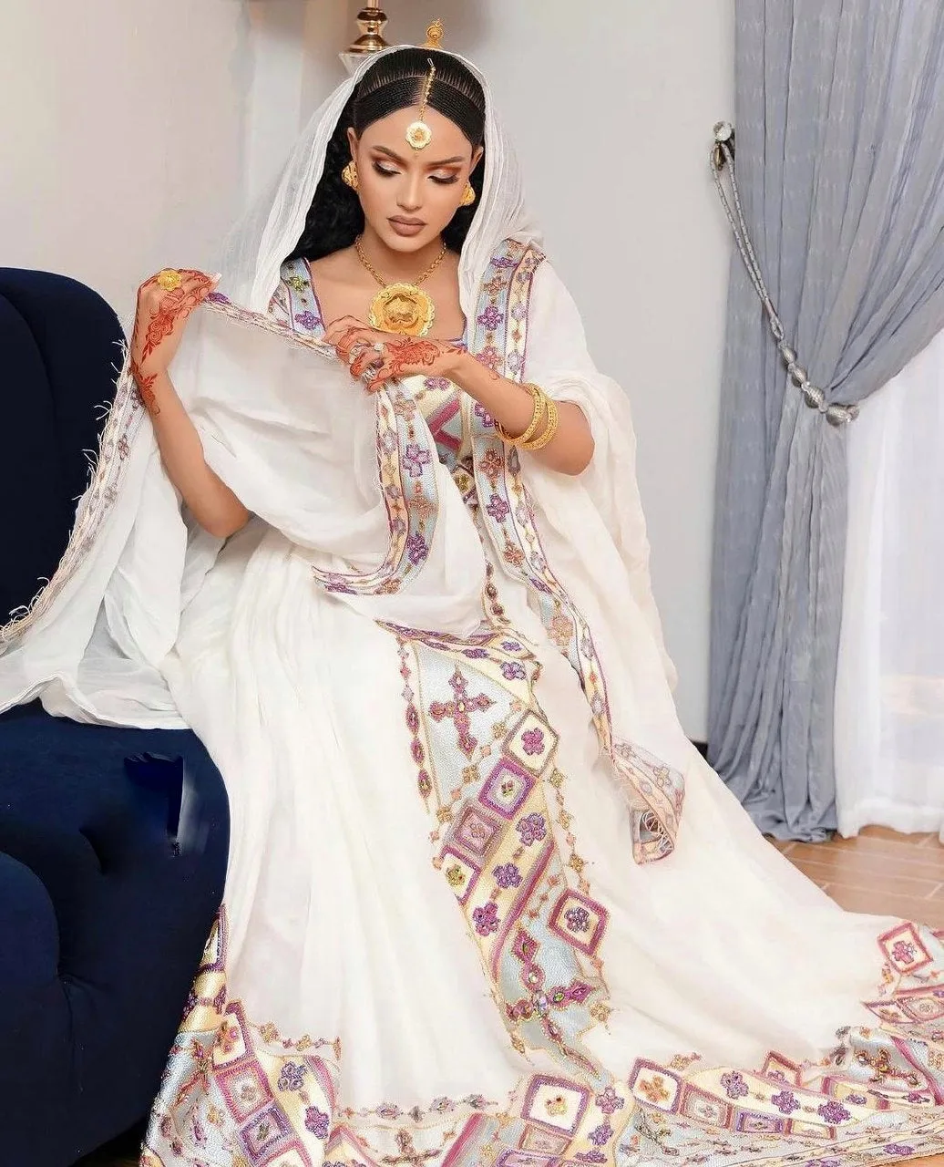 Elegant Beaded Ethiopian Traditional Dress Stunning Habesha Dress