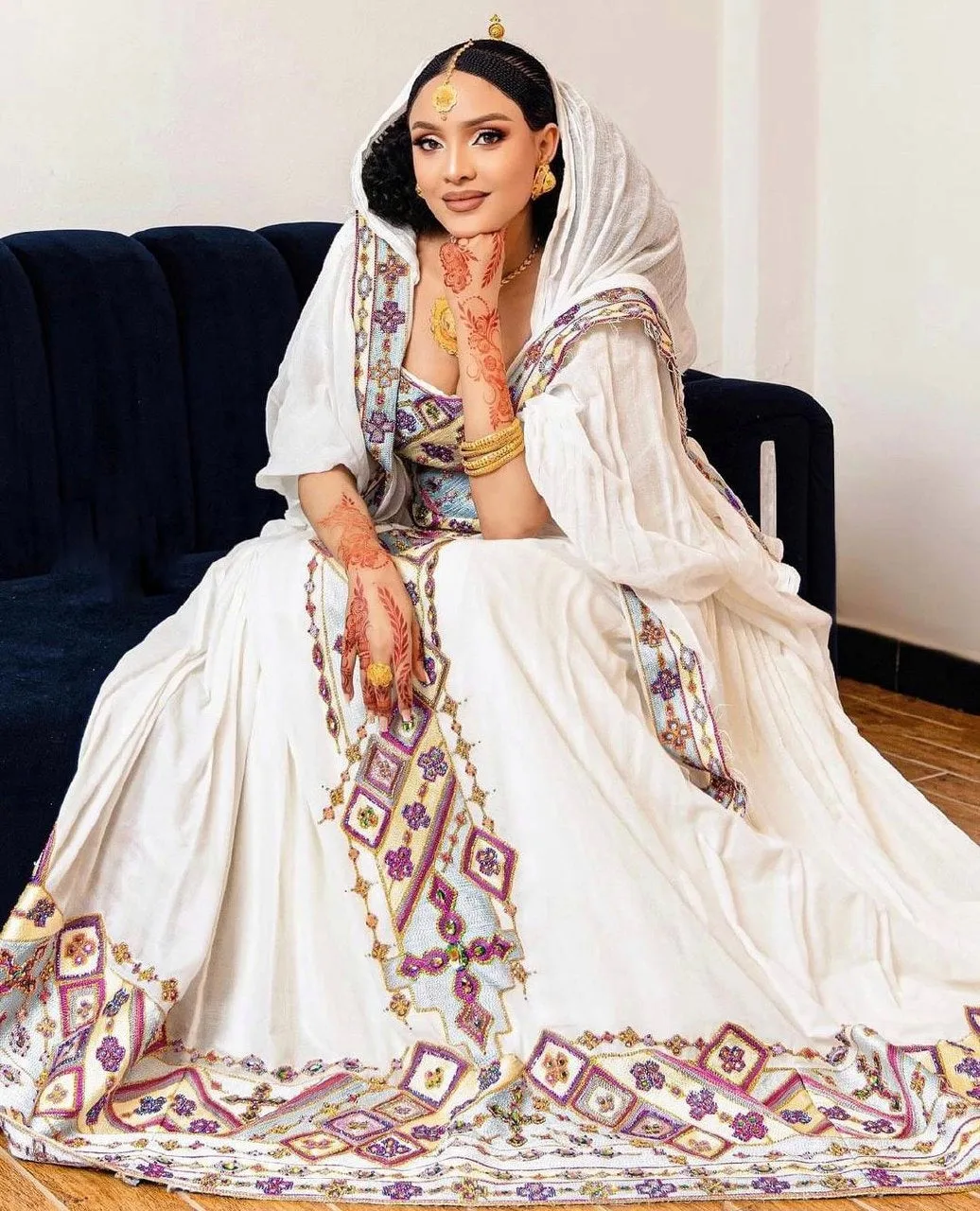 Elegant Beaded Ethiopian Traditional Dress Stunning Habesha Dress